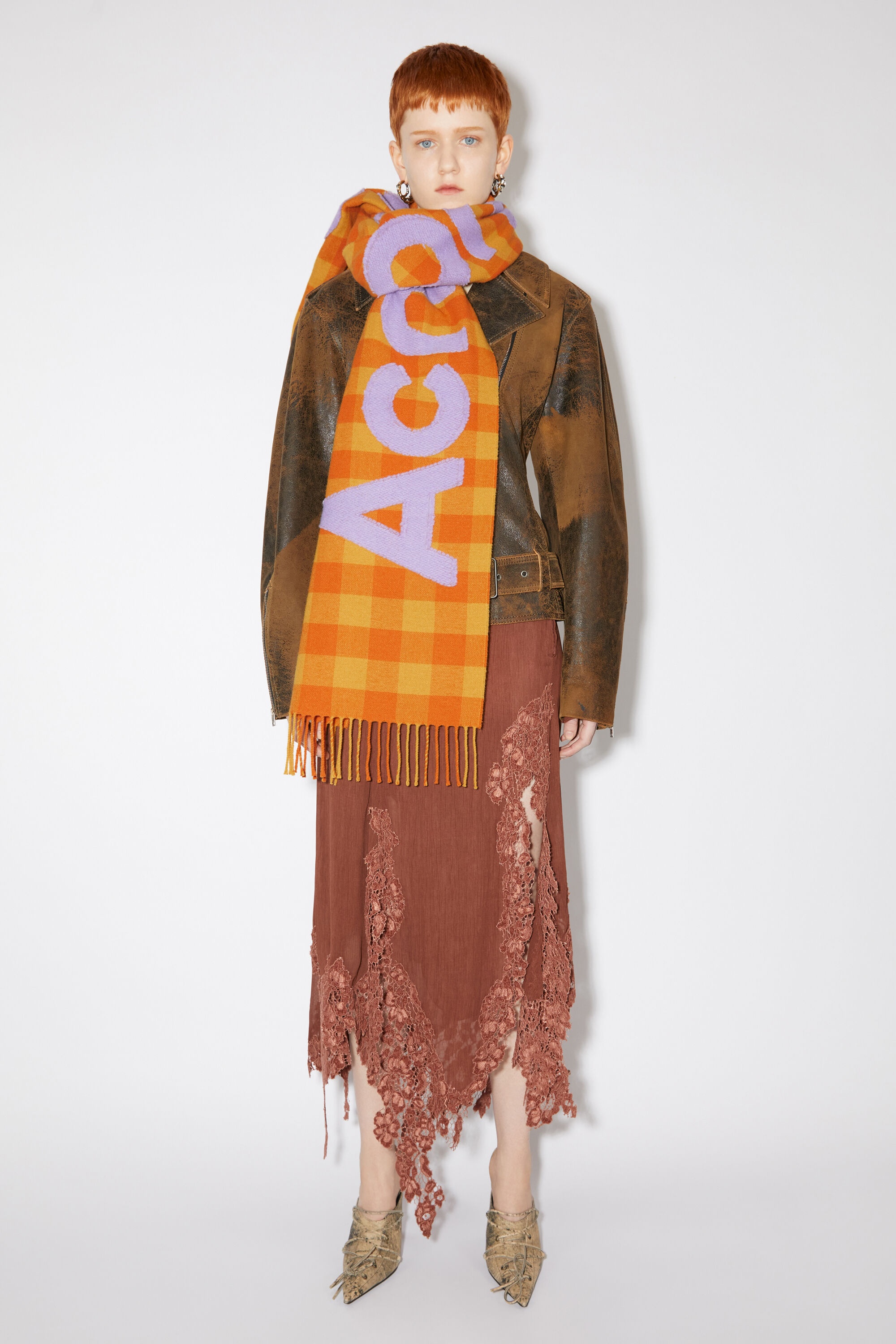 Check logo scarf - Orange/lilac purple - 2