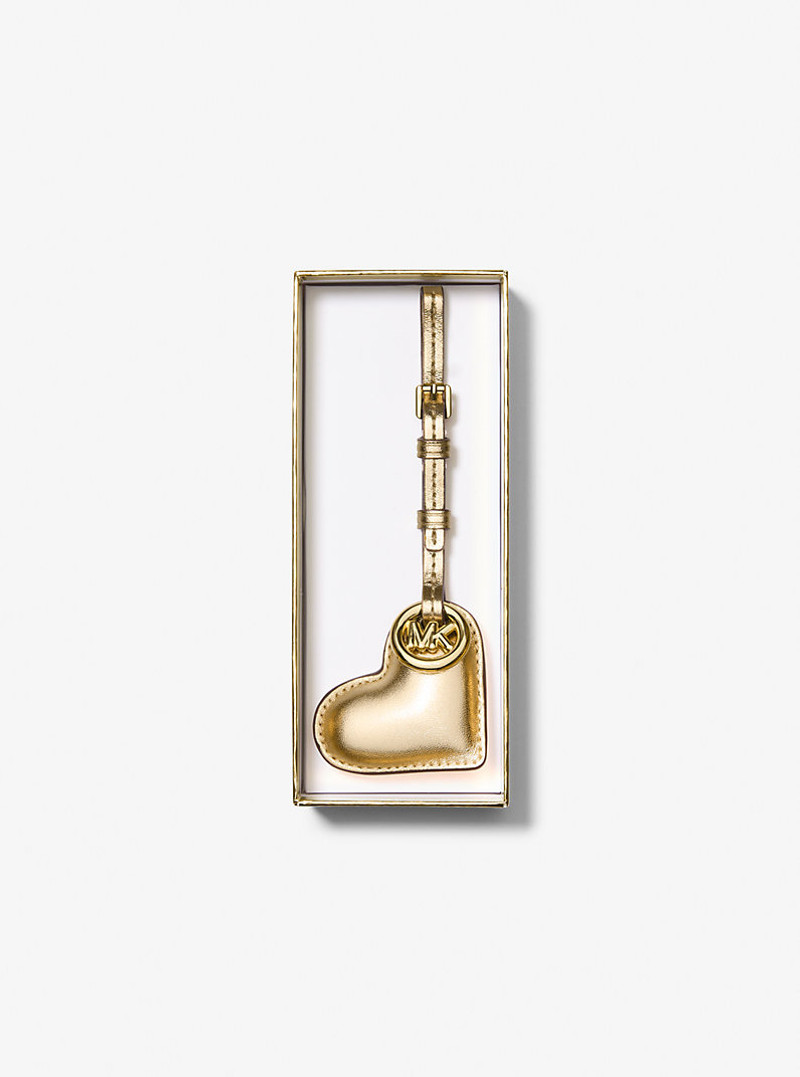 MICHAEL KORS Metallic Puffy Heart Leather Bag Charm outlook