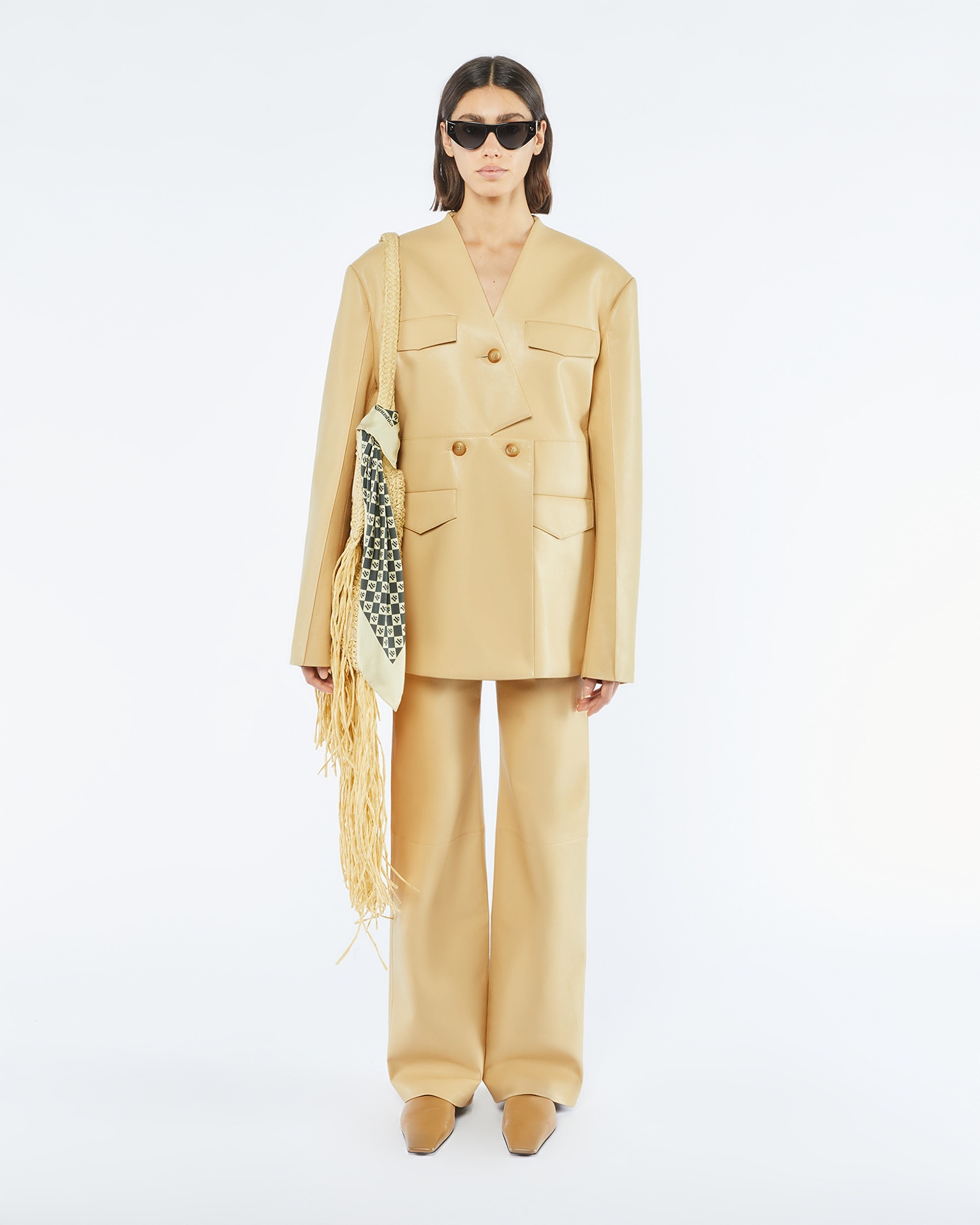 THE FRINGE BAGUETTE - Fringed raffia bag - Natural/almond - 7