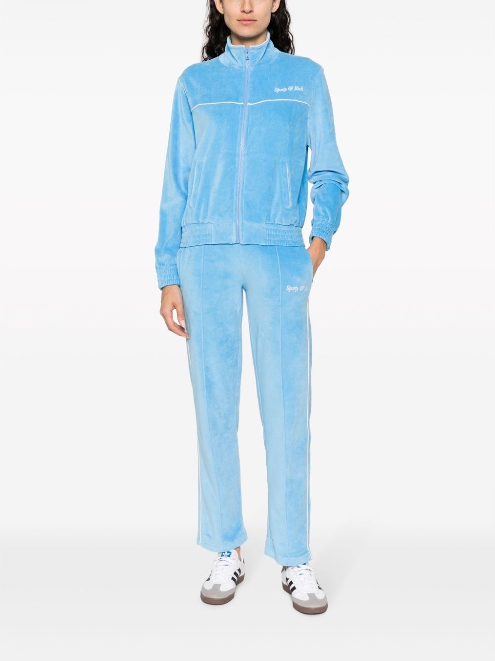 towelling-finish logo-embroidered track pants - 2