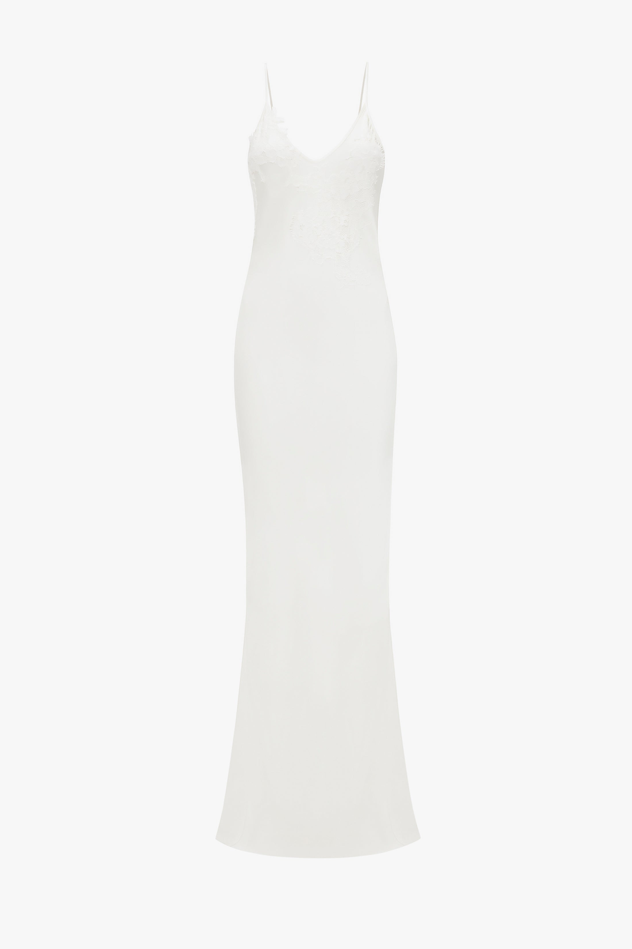 Exclusive Lace Detail Floor-Length Cami Dress In Ivory - 1