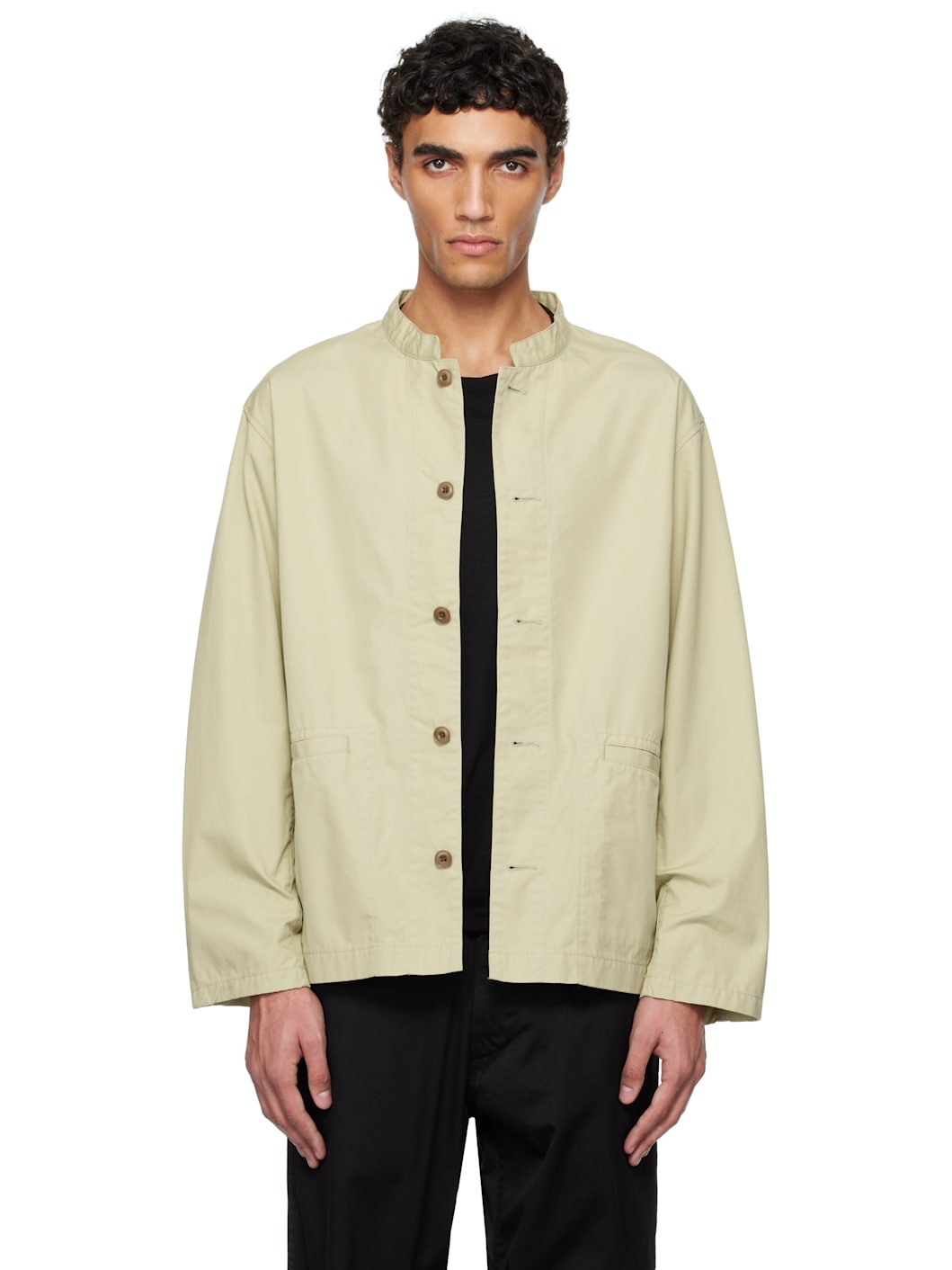 Green Band Collar Shirt Jacket - 1