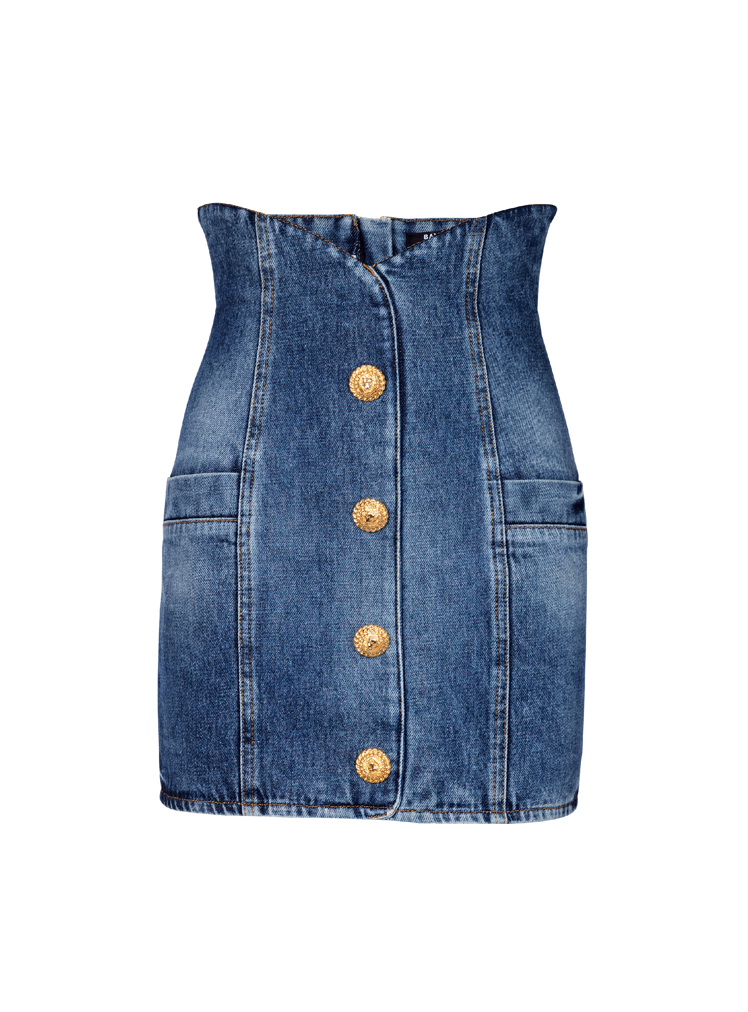 Denim tulip skirt with buttons - 1