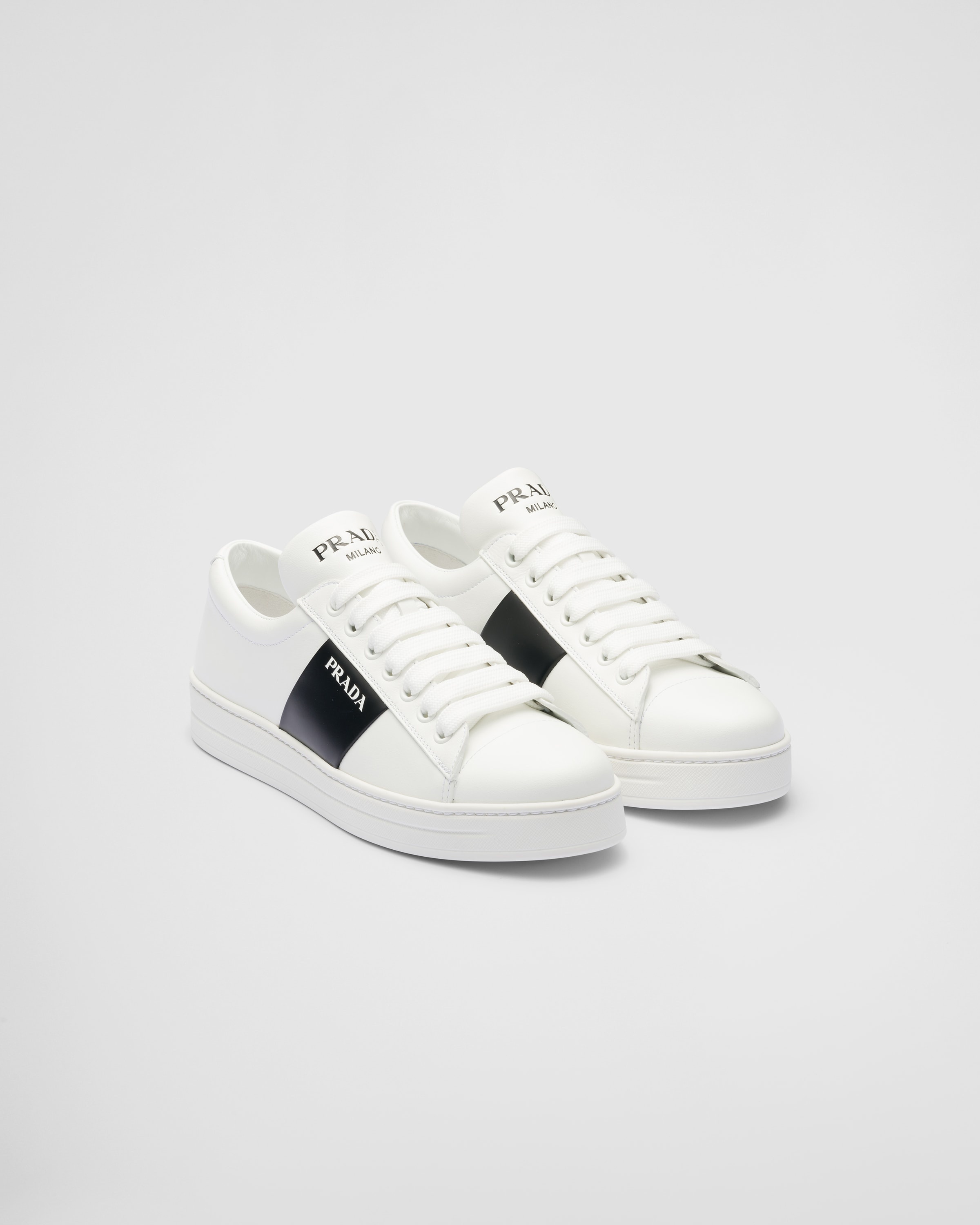 Leather laced sneakers with logo - 1