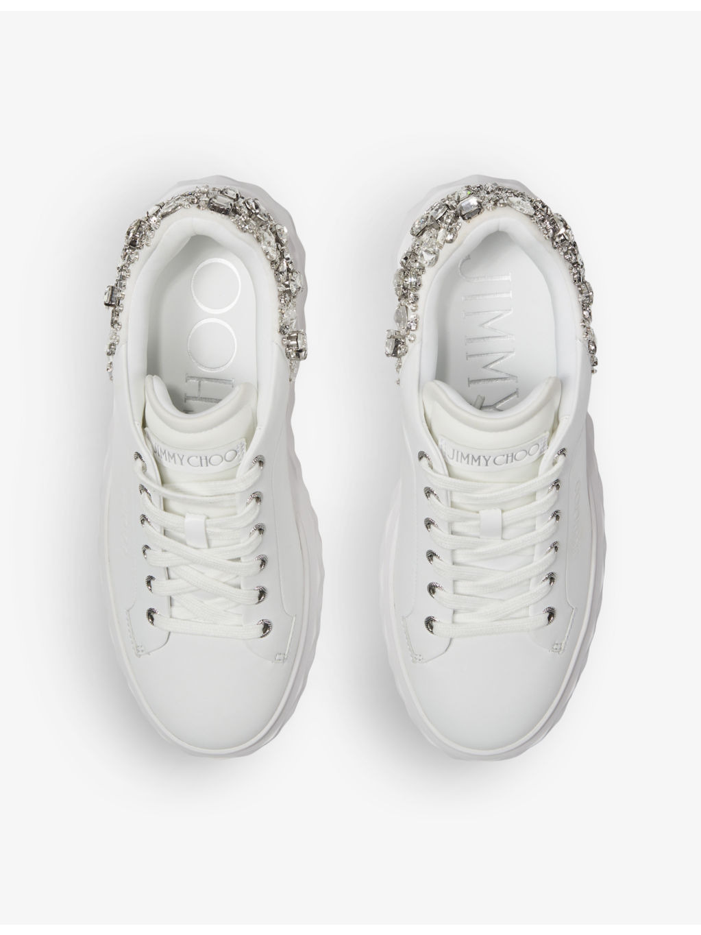 Diamond Maxi sequin-embellished leather and woven low-top trainers - 3
