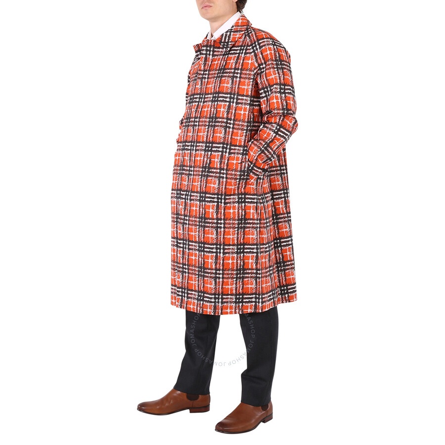 Burberry Scribble Check Cotton Car Coat In Bright Military Red - 5