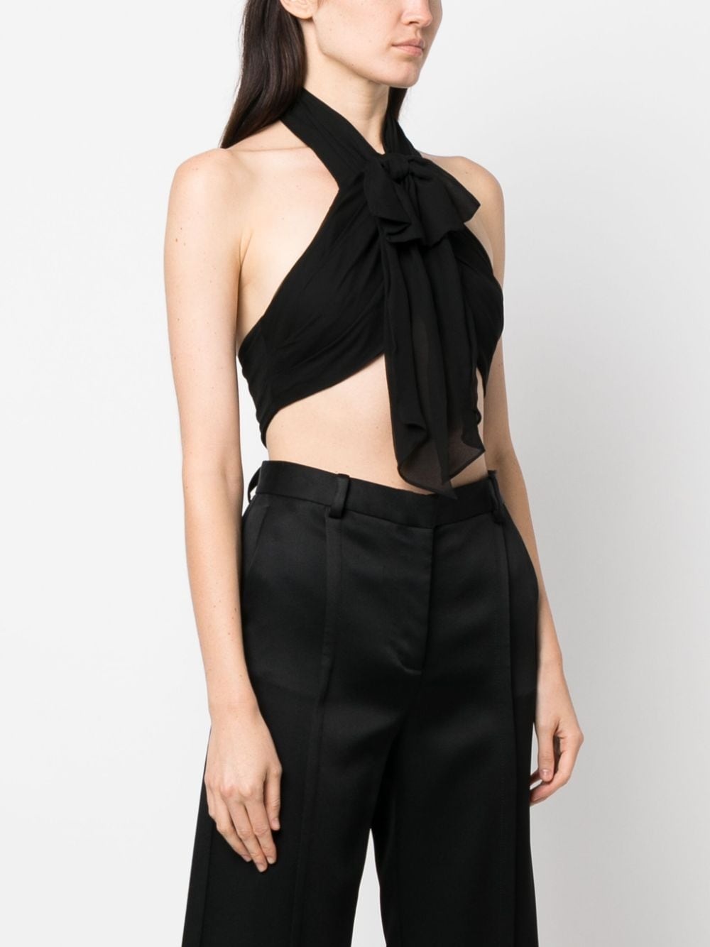 backless silk crop top - 3