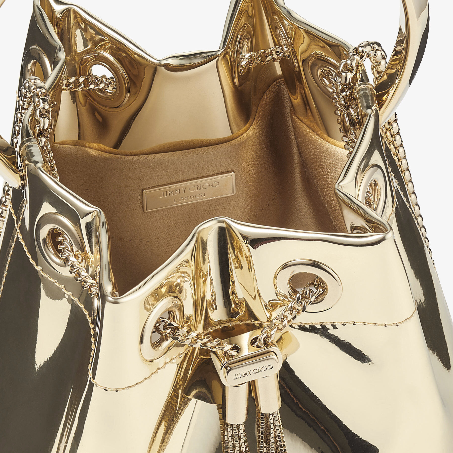Bon Bon
Gold Mirror Fabric Mini Bag with Metal Handle - 6
