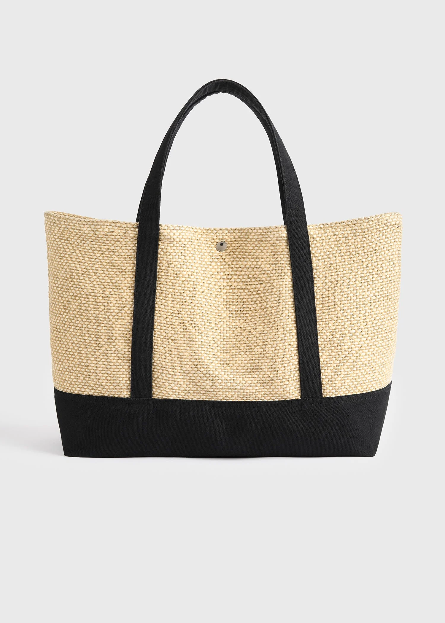 Woven beach tote black/ecru - 1