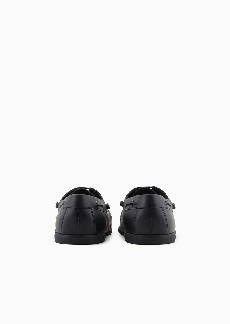 EMPORIO ARMANI Smooth leather boat shoes outlook