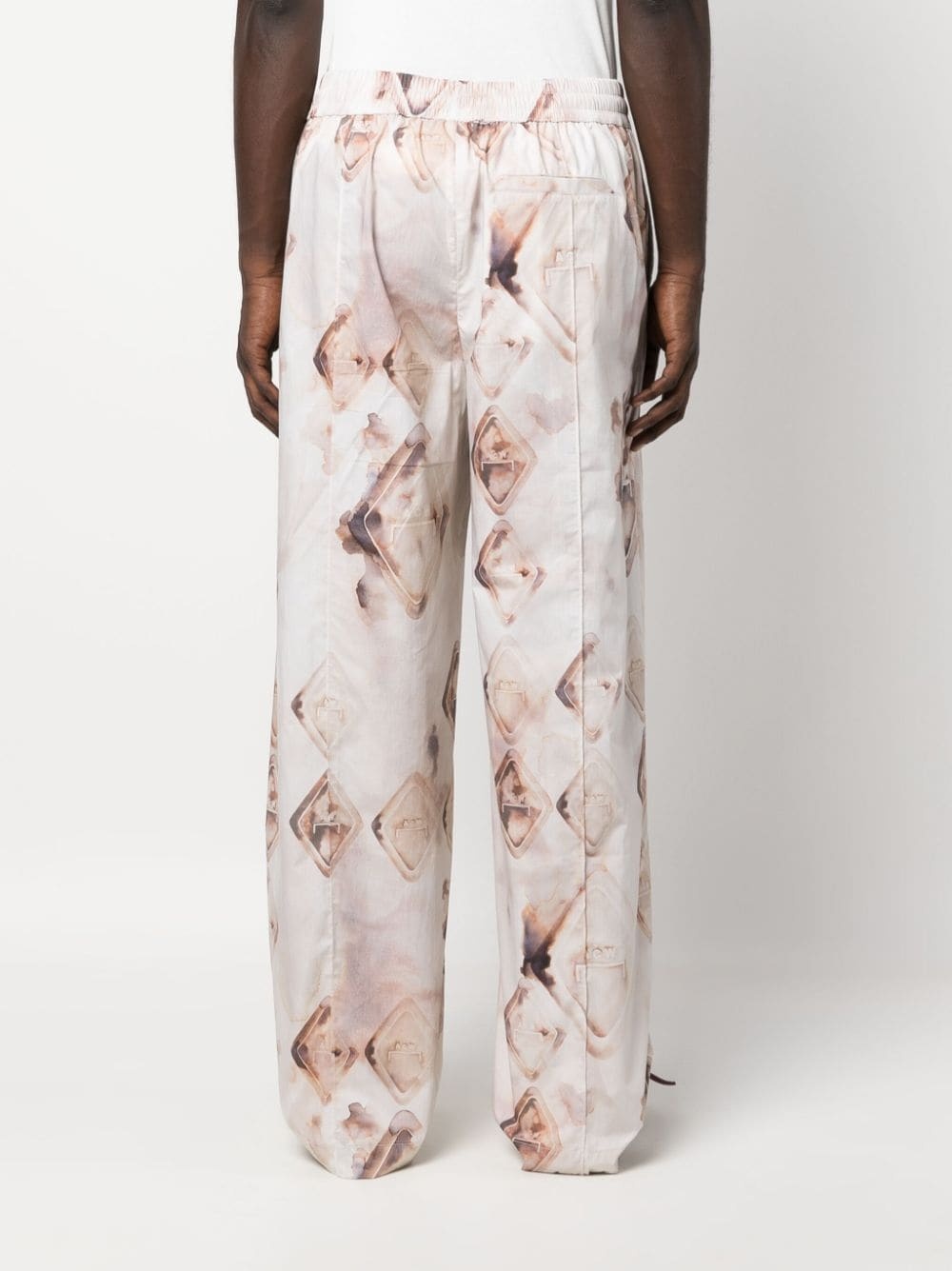 rhombus logo-print cotton trousers - 4