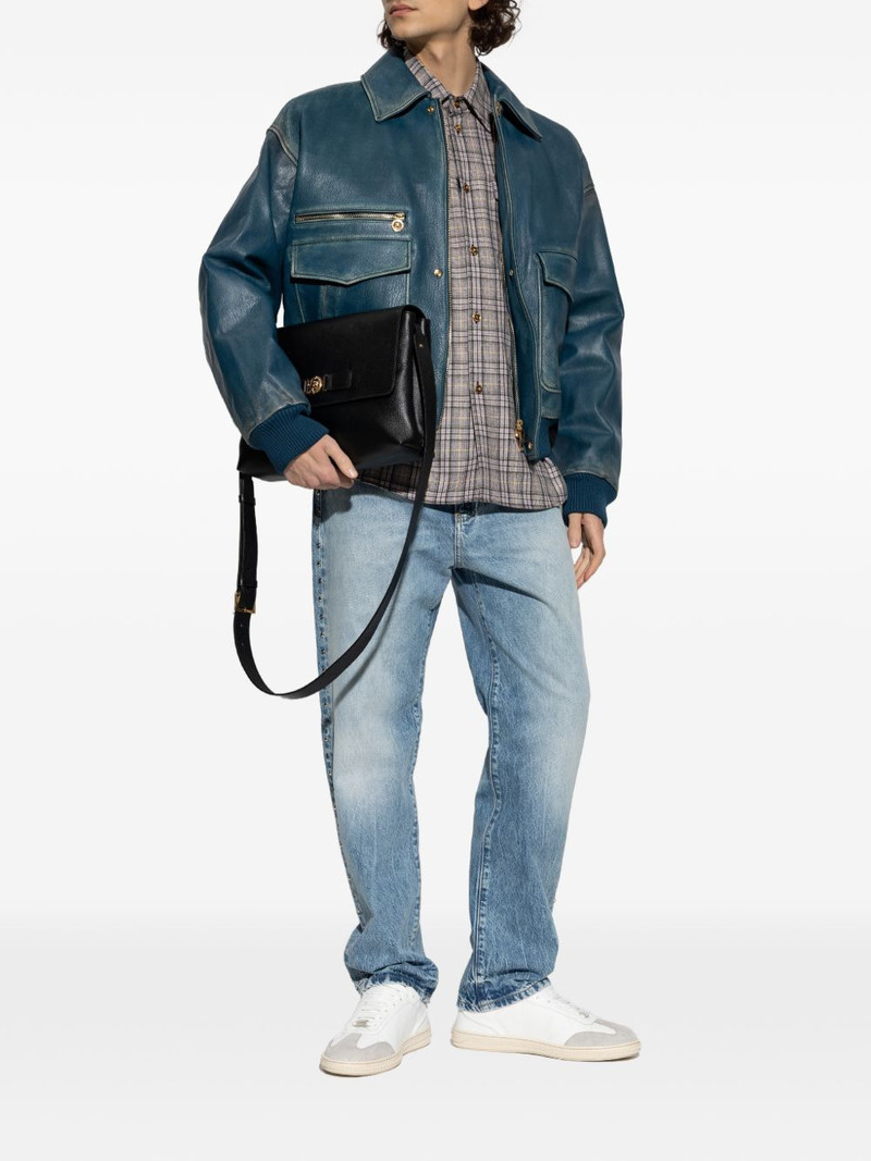 VERSACE pocket zip leather jacket outlook