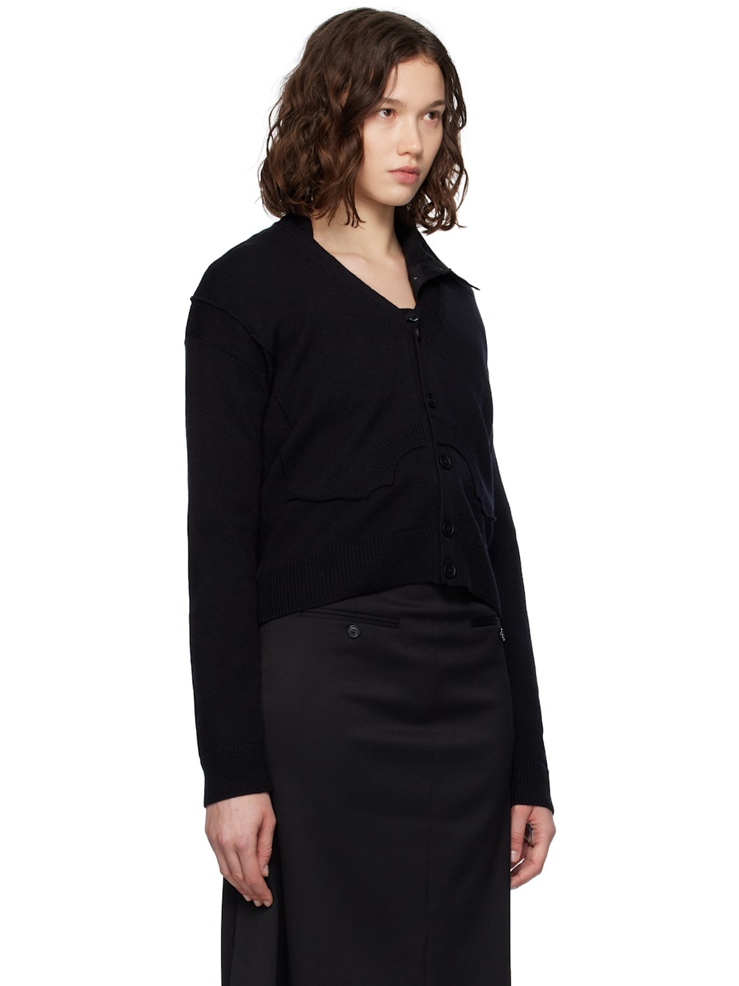 Black Wool Cardigan - 2