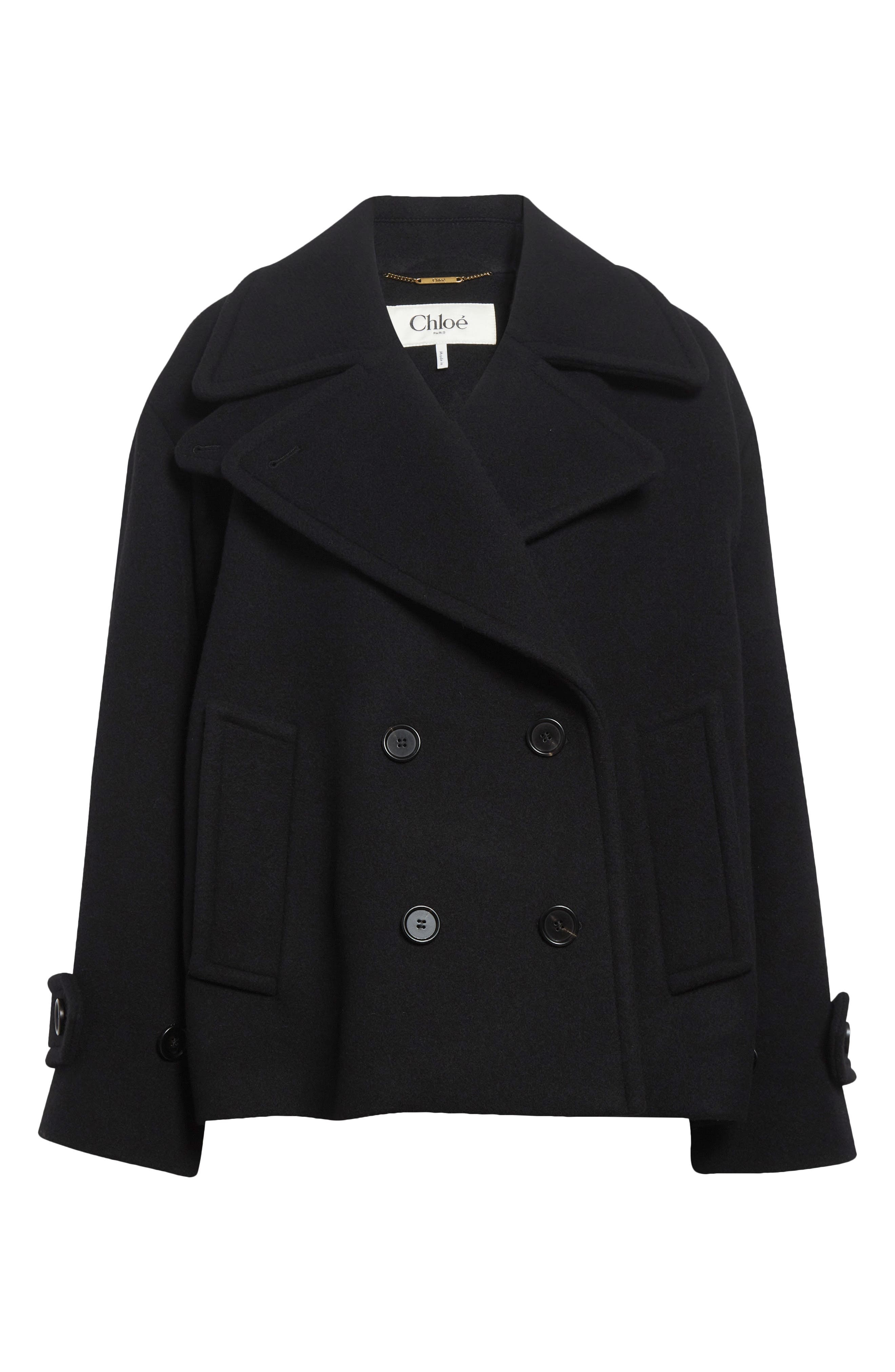 Chloé Oversize Double Breasted Wool Blend Coat in Black at Nordstrom - 7