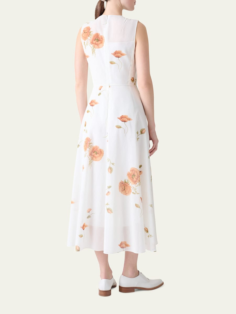 Anemone Print Belted Fit-and-Flare Voile Dress 3
