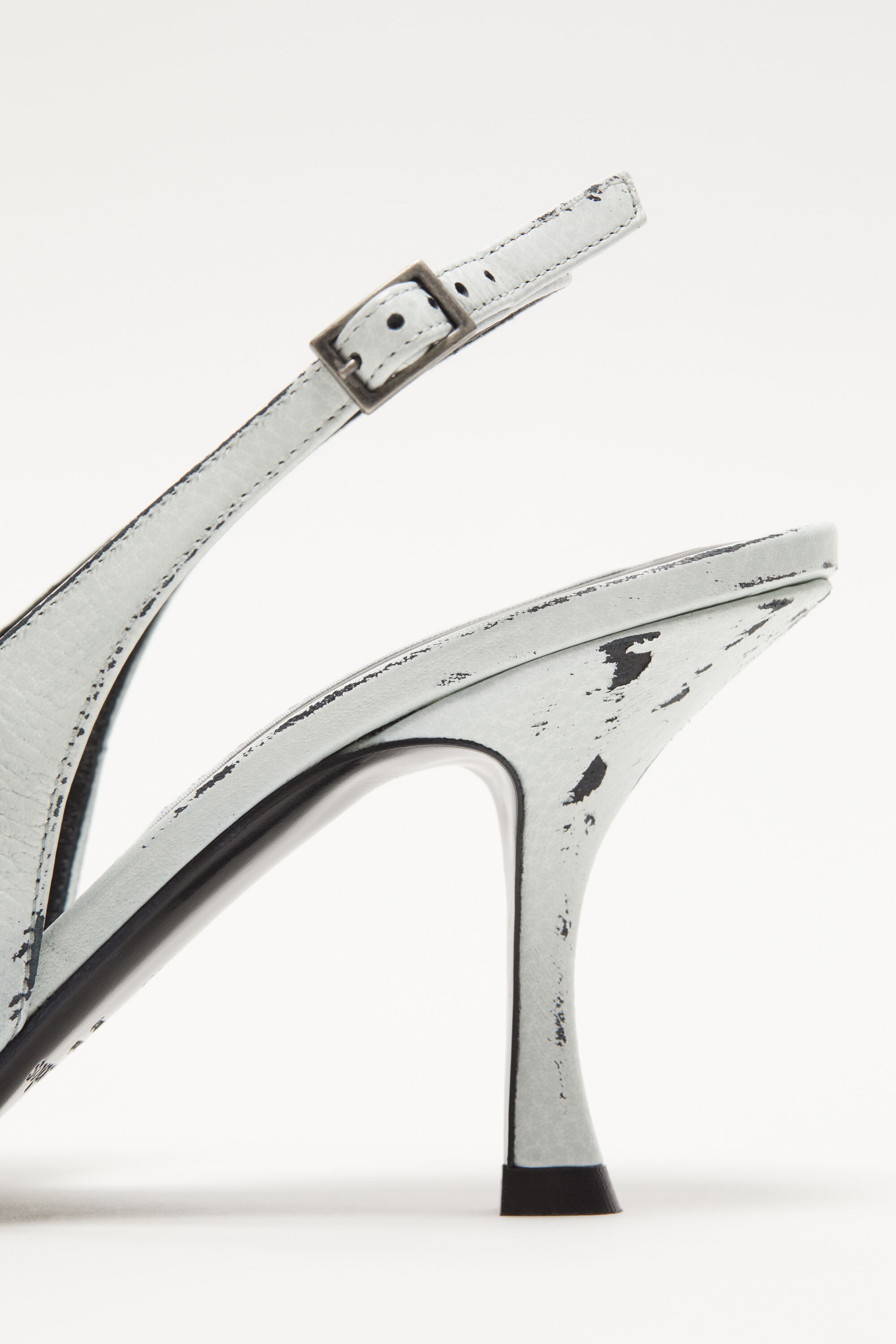 Leather heel slingbacks - White/black - 5