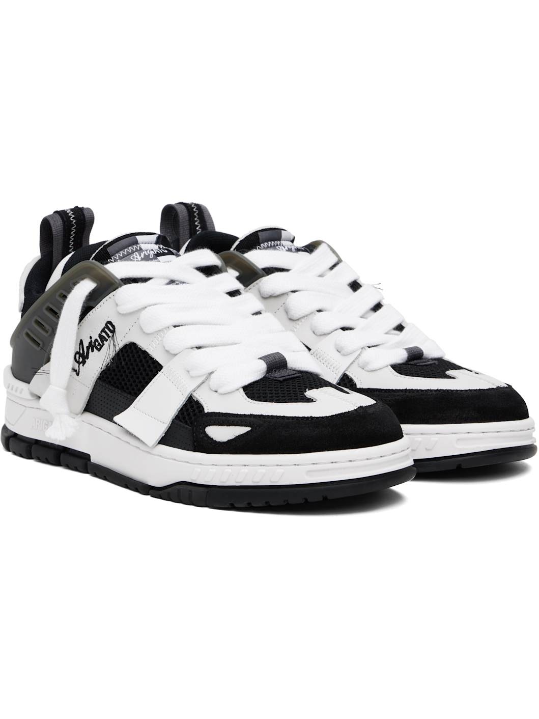 Black & White Area Patchwork Sneakers - 4