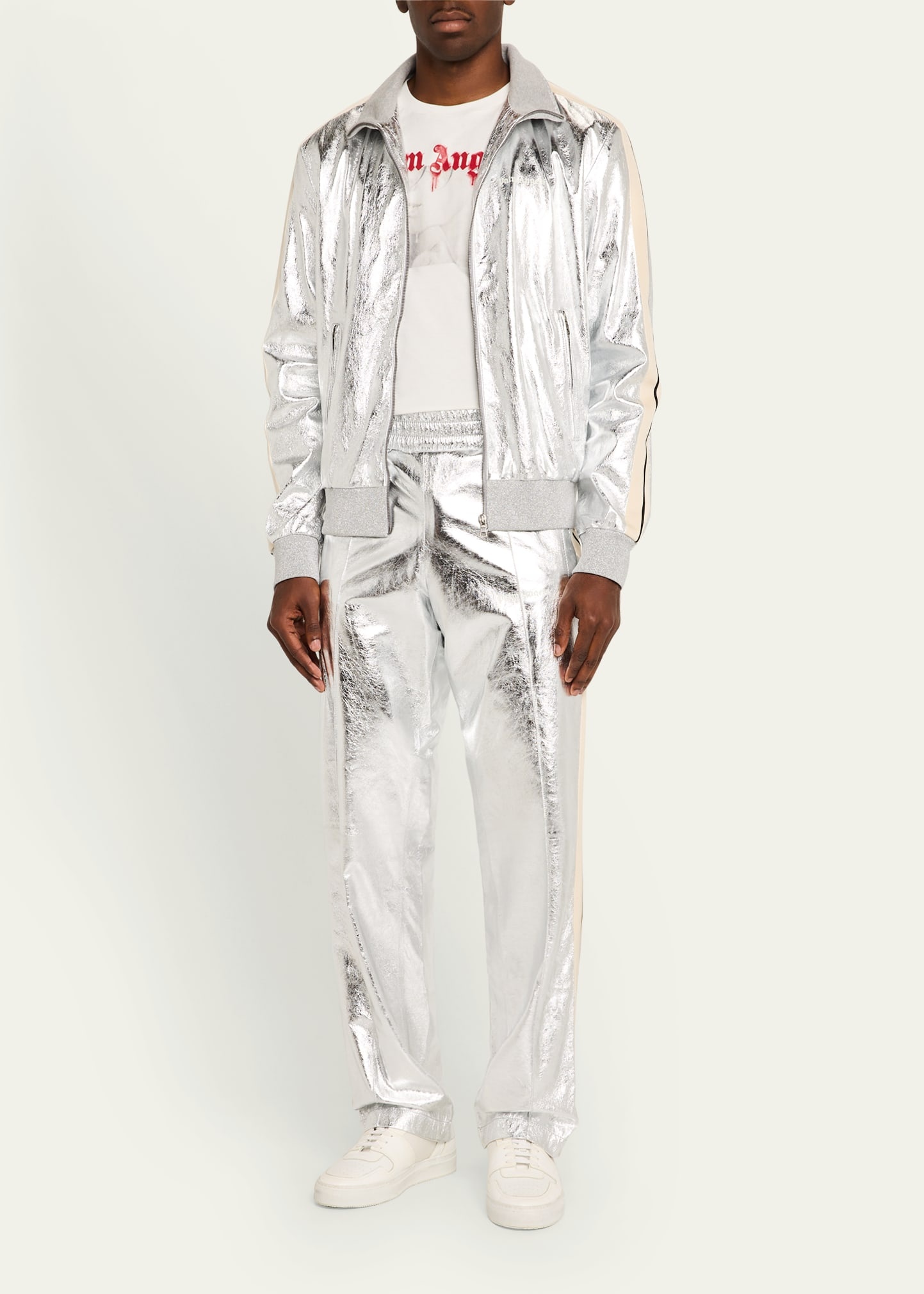 Men's Metallic Leather Track Pants - 2