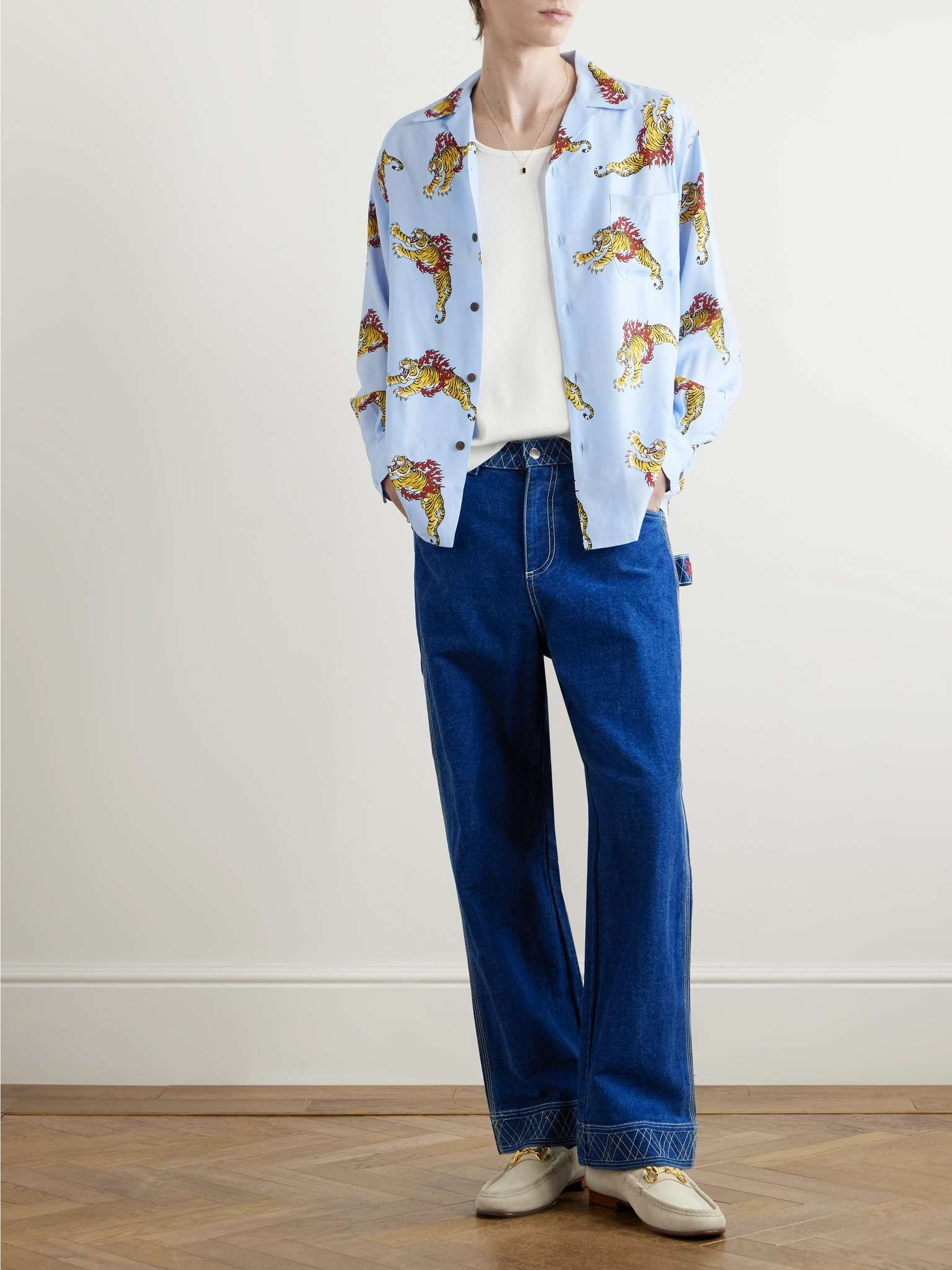 + Tim Lehi Convertible-Collar Printed Matte-Satin Shirt - 2