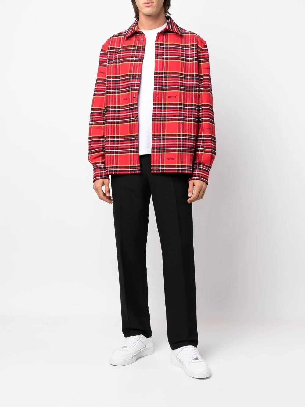 tartan-check logo-embroidered shirt - 2