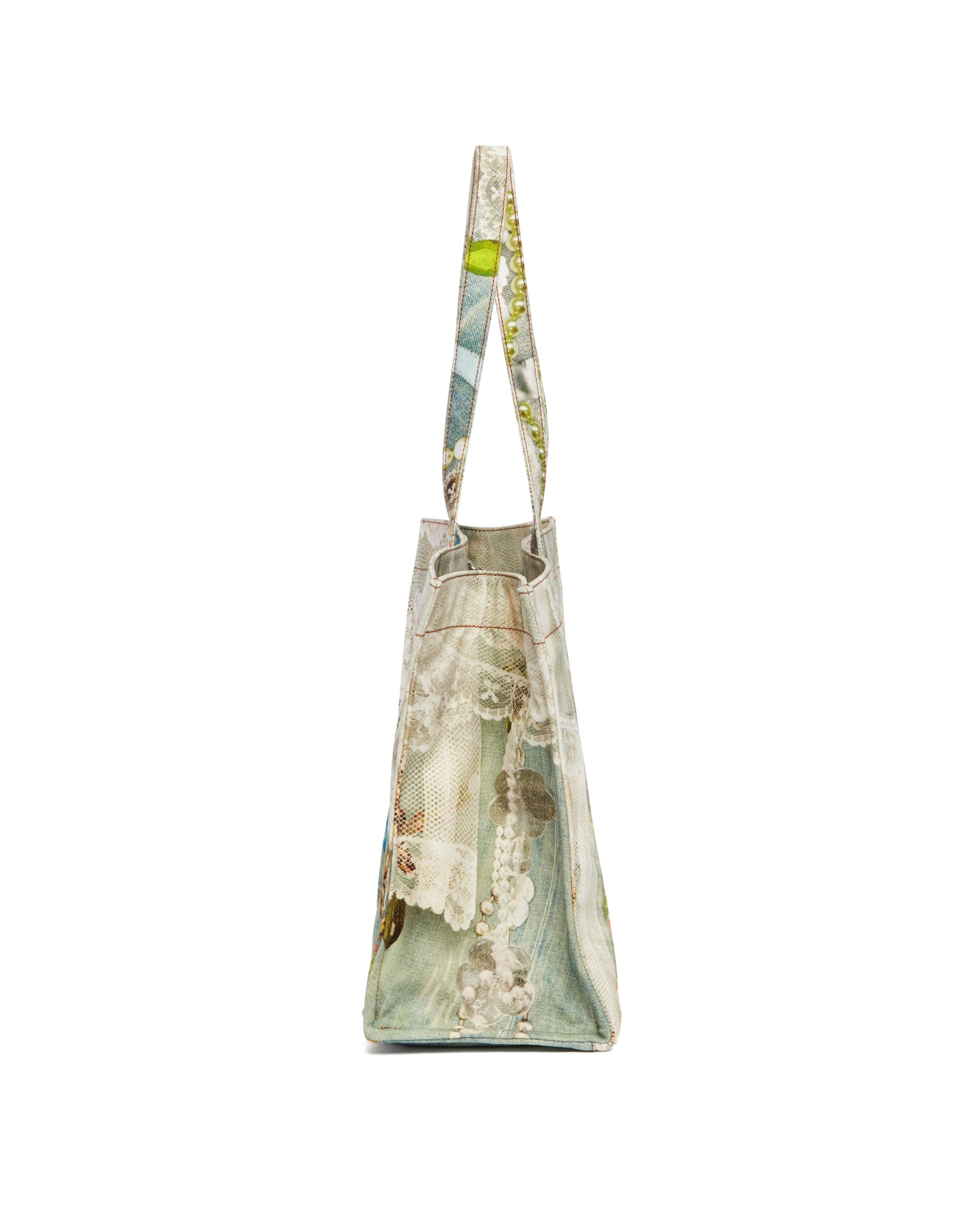 Multicolor Trompe L'oeil Denim Effect Tote - 2