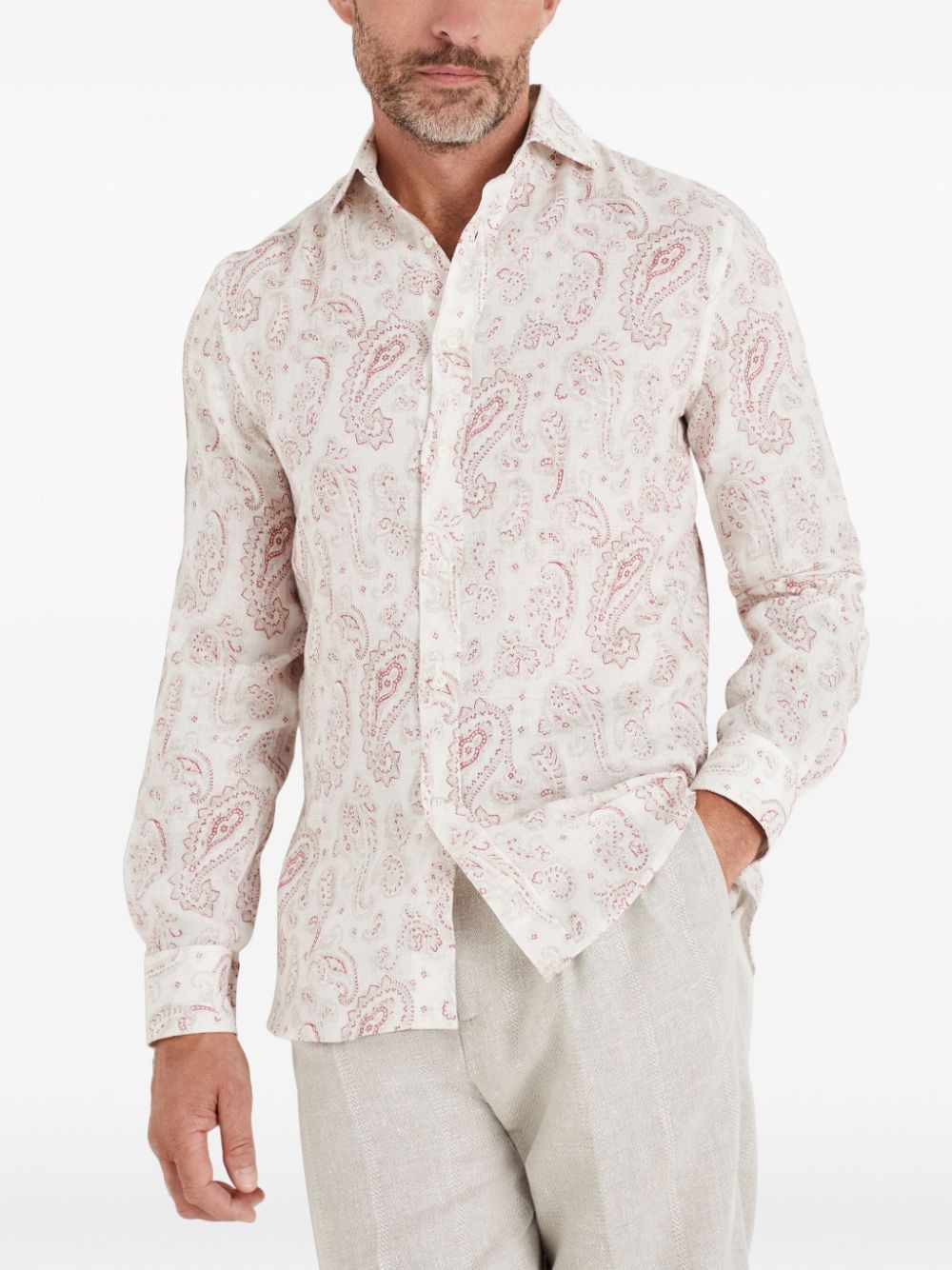 paisley-print linen shirt - 2
