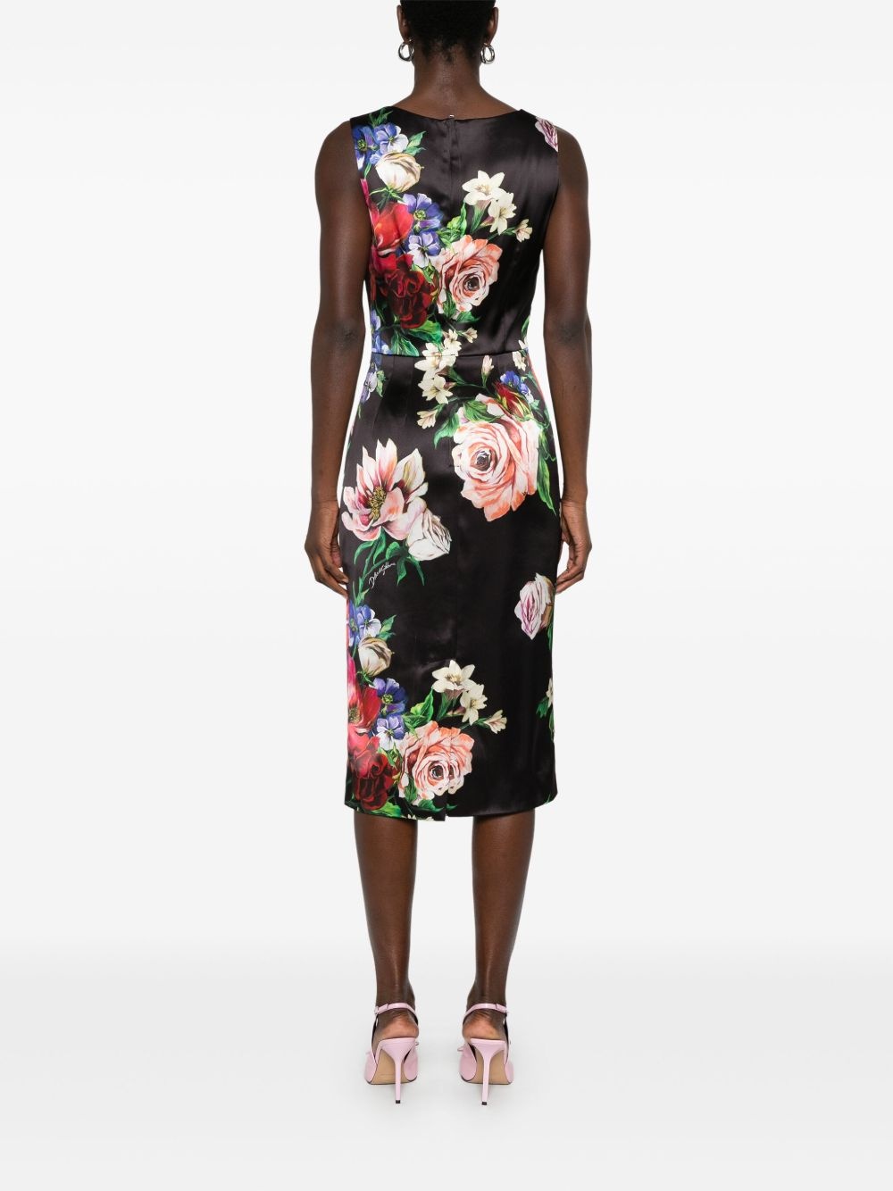 floral-print satin midi dress - 4