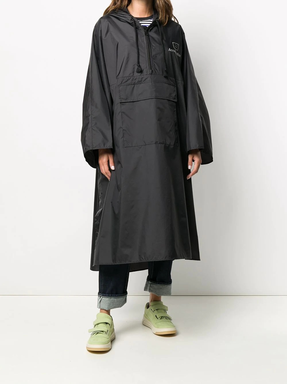 logo-print poncho-style raincoat - 3