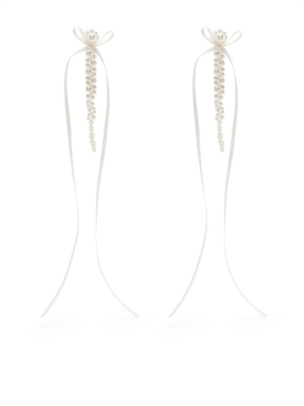 slim bow ribbon drip earrings - 1