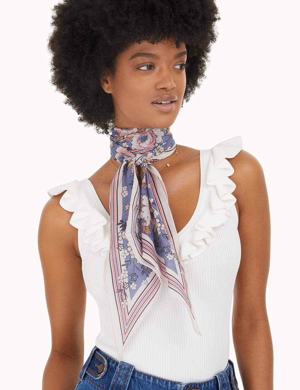 SILK COTTON NECK SCARF - 2