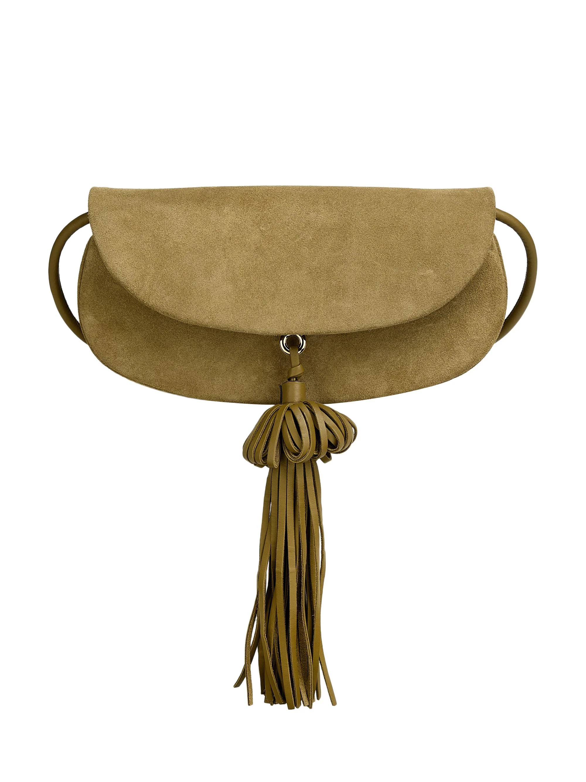 Women's Paloma Flap Tassel Suede Shoulder Bag - Olive - 1