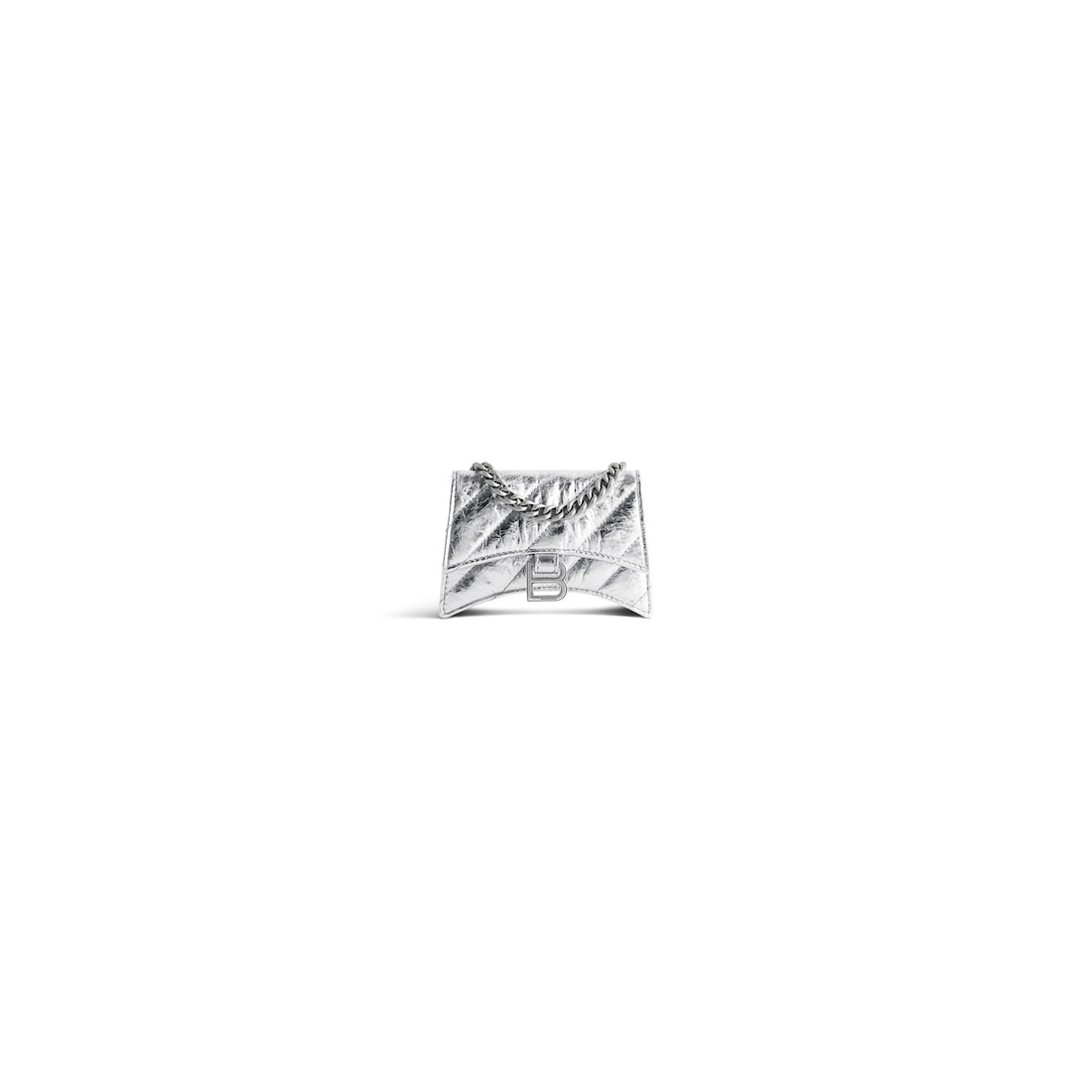 Women's Crush Mini Chain Bag Metallized Quilted  in Silver - 4