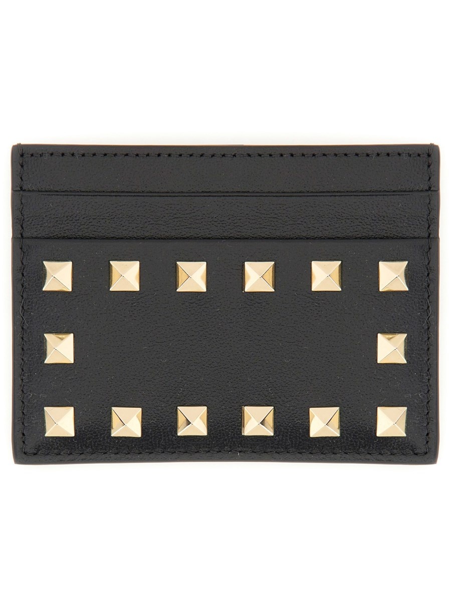 GARNET CALFSKIN ROCKSTUD CARD HOLDER - 1