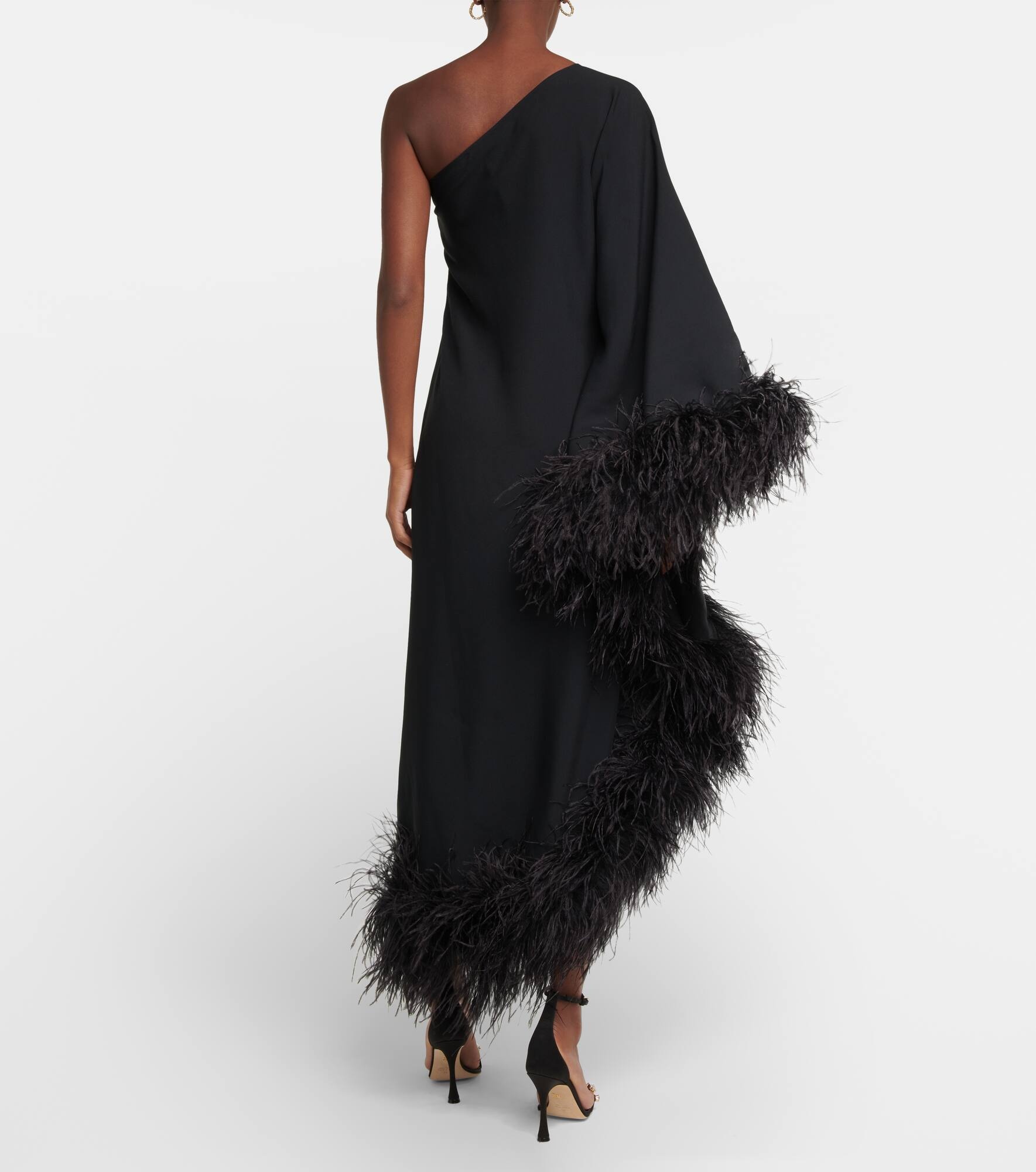 Ubud feather-trimmed crêpe gown - 3