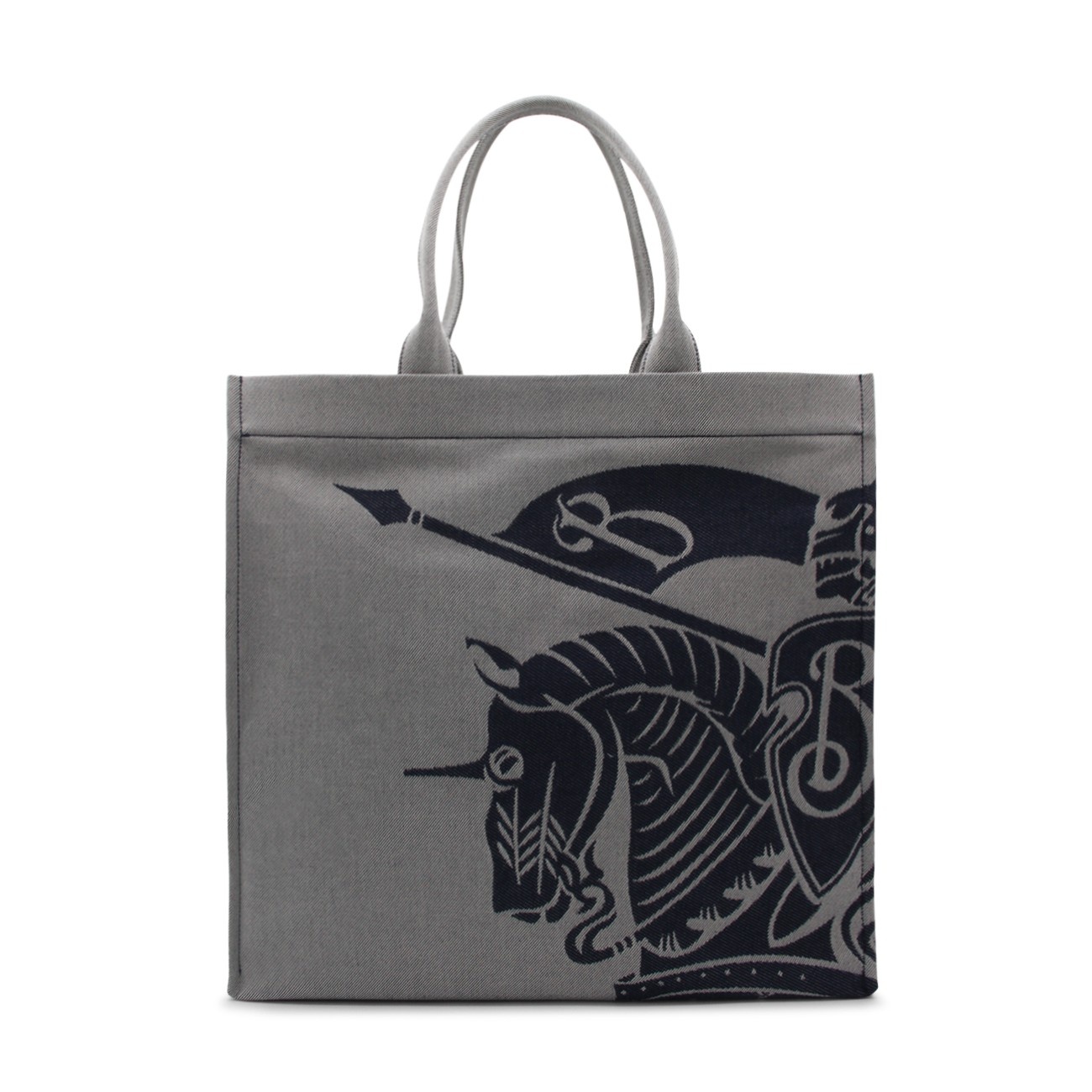 grey leather tote bag - 1