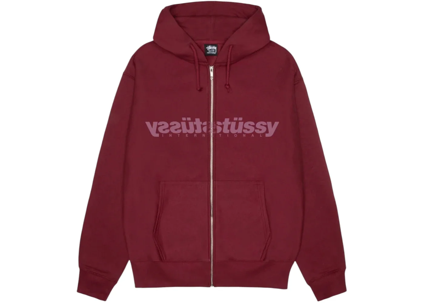 Stussy Mirror Zip Hoodie Wine - 1