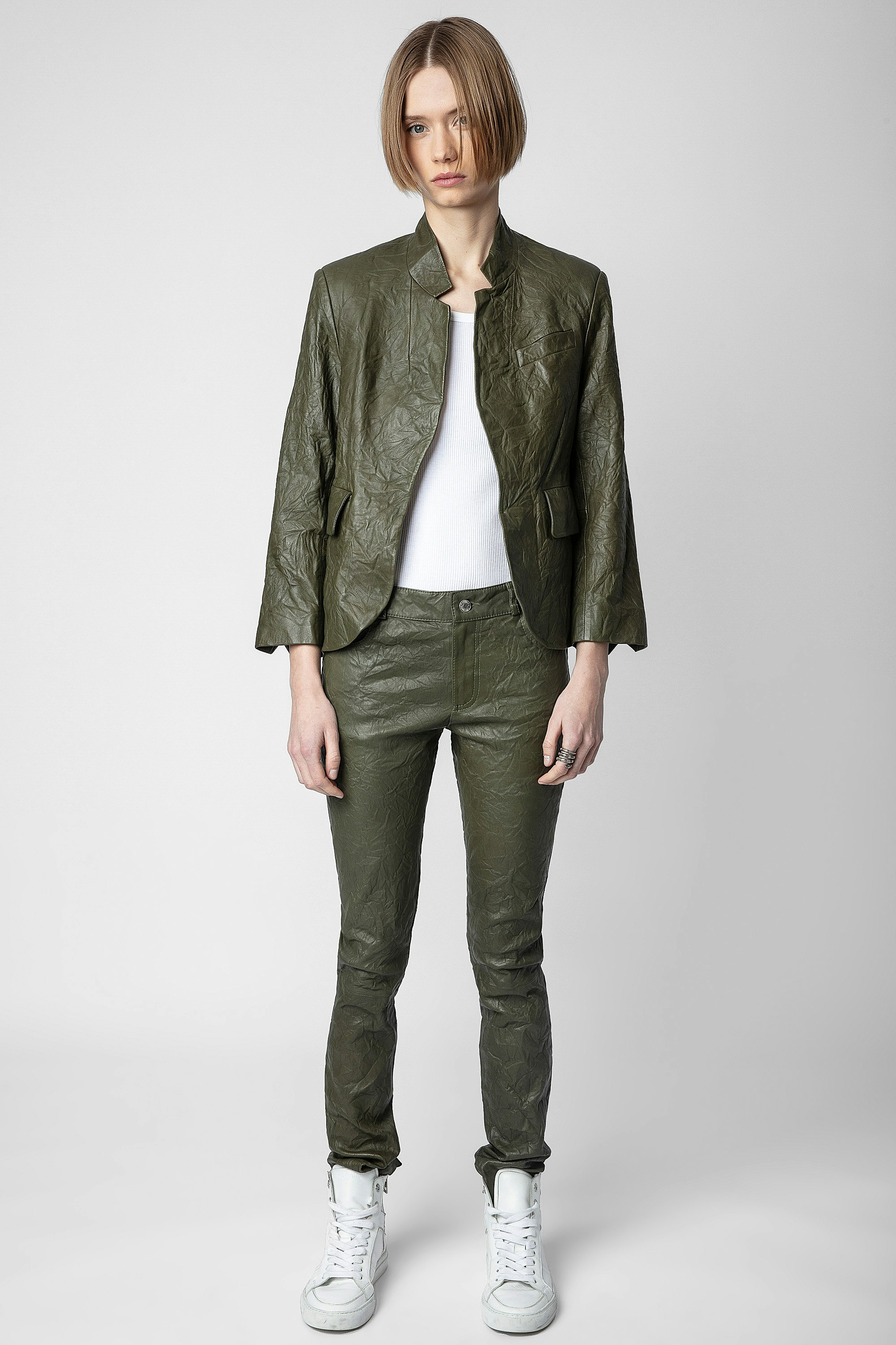 Phlame Crinkled Leather Pants - 2