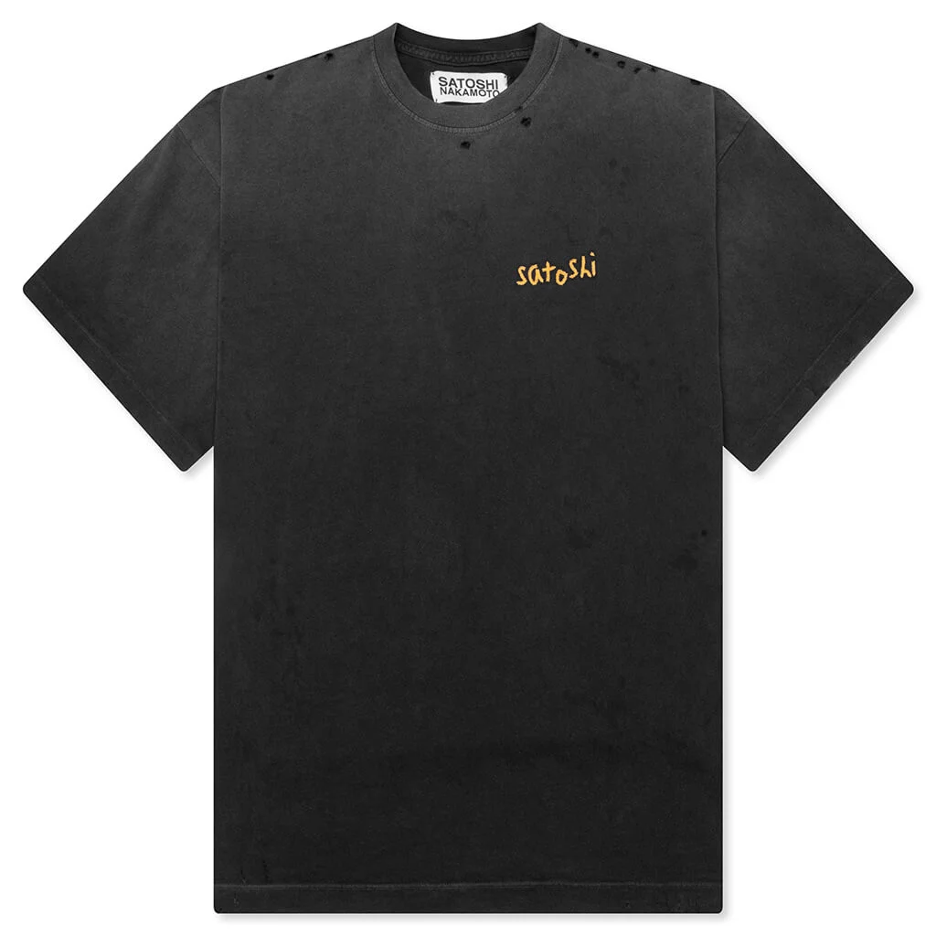 CHAIN STITCH TEE - WASHED BLACK - 1