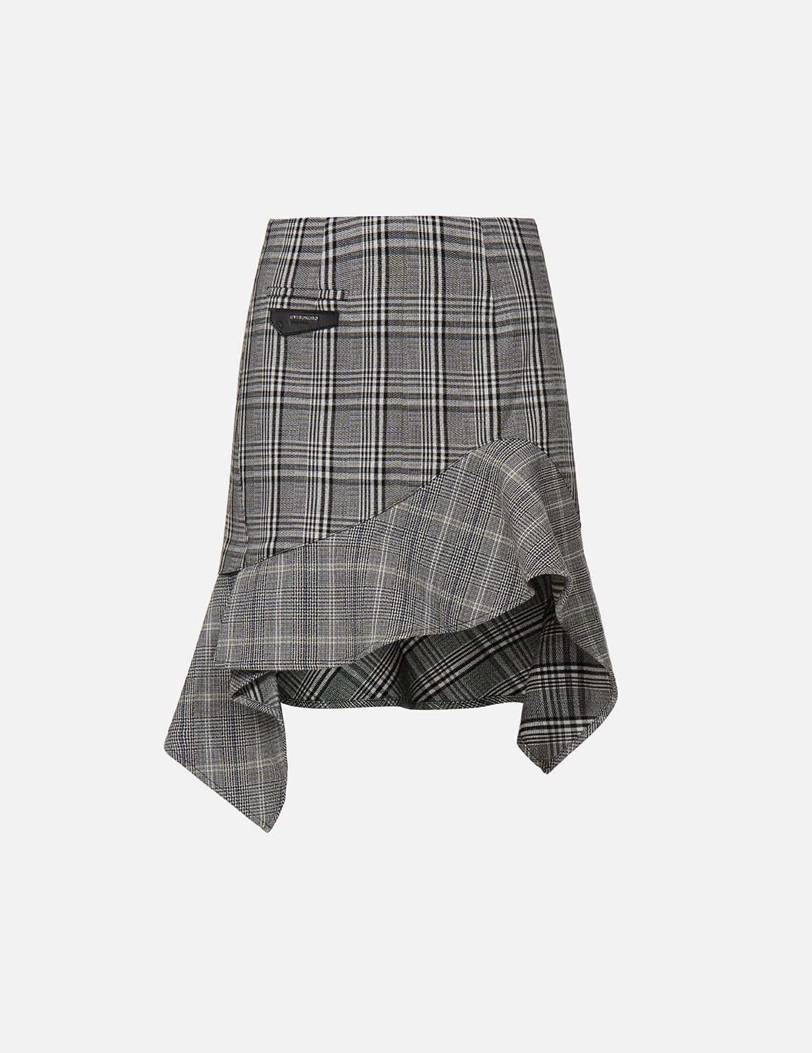 Asymmetric Ruffle Mixed Plaid Skirt - 7
