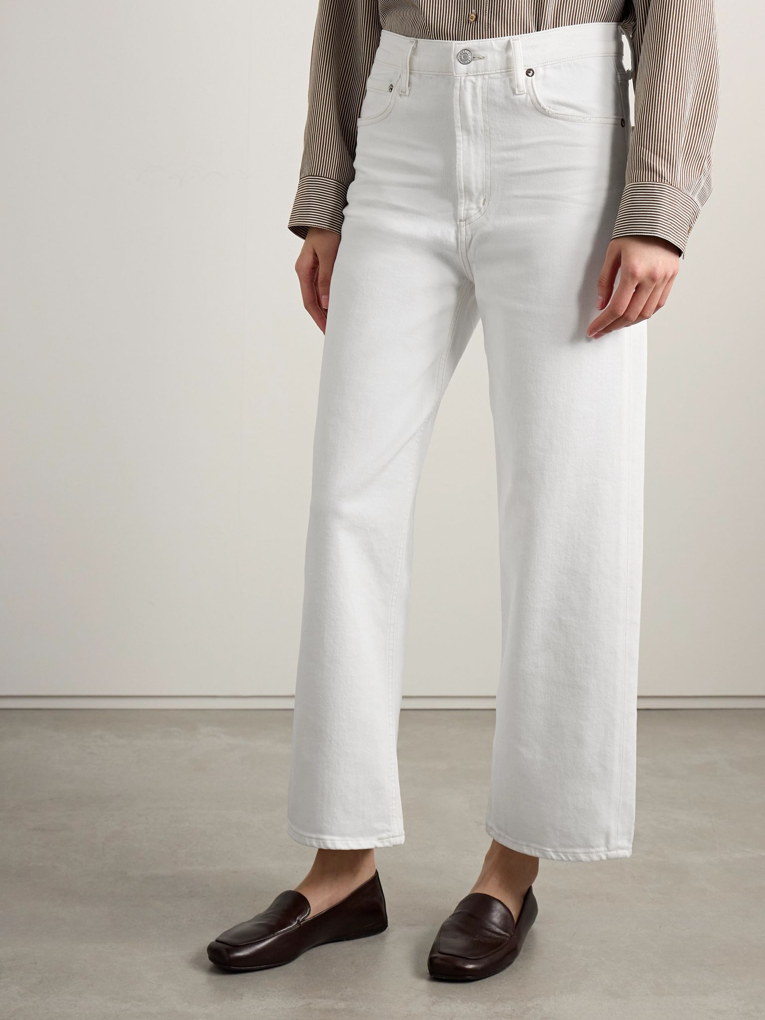 Ren high-rise wide-leg jeans White - 3