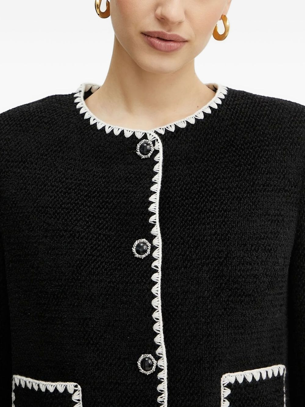 whiptstich-trimmed twill jacket - 3