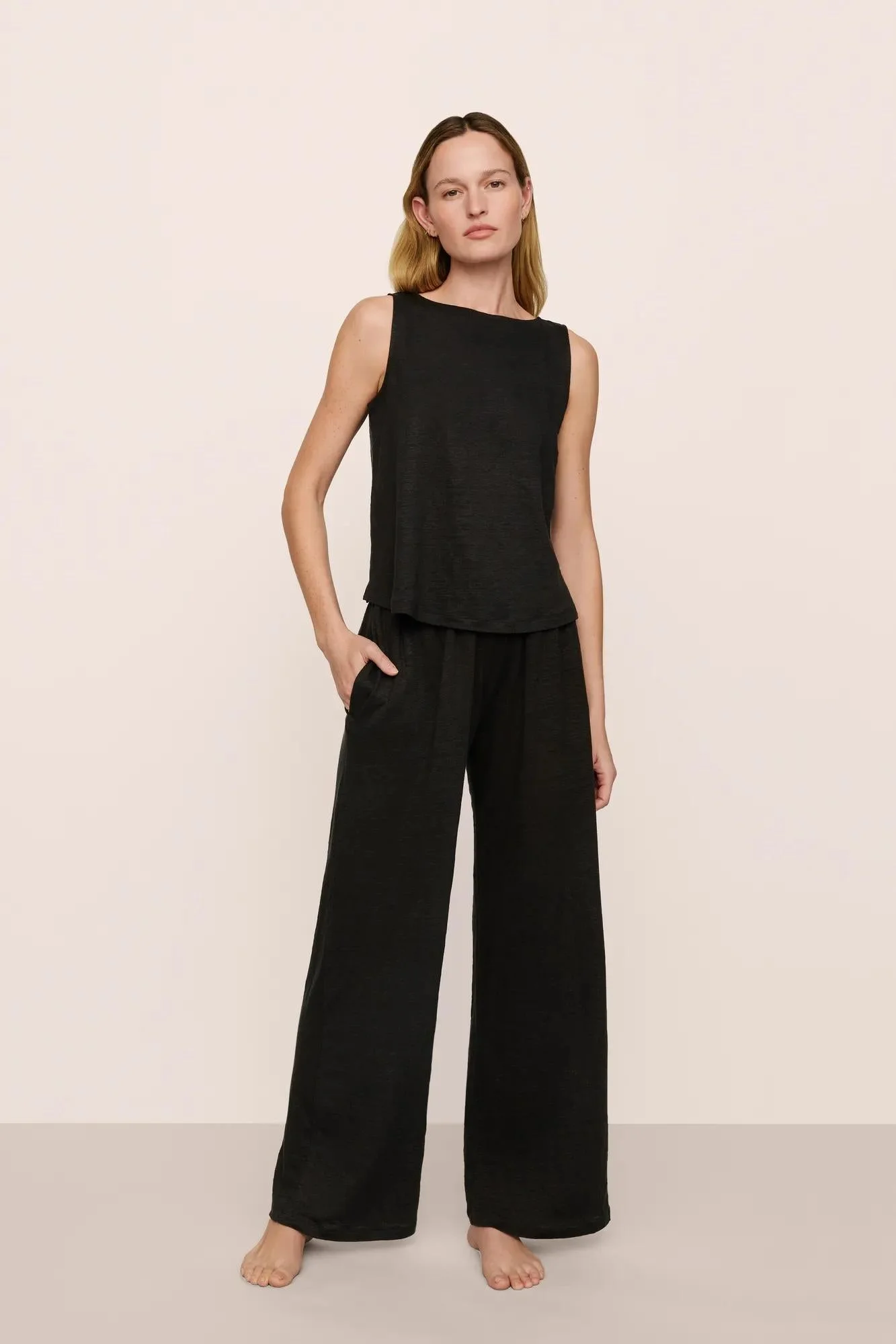 Organic Linen Knit High Waisted Pant - 1