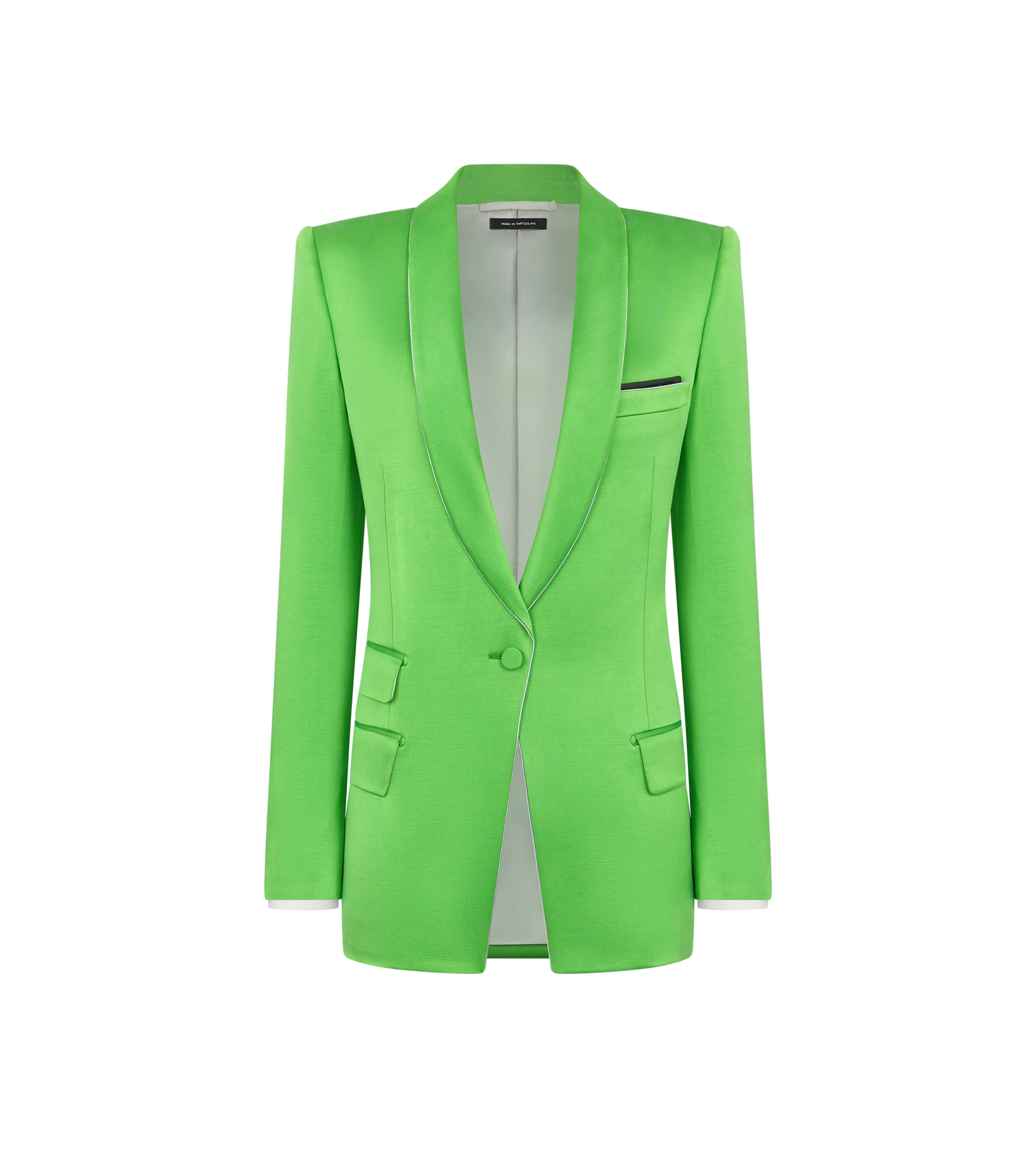 SINGLE BREASTED SHAWL LAPEL SILK WOOL JACKET - 1