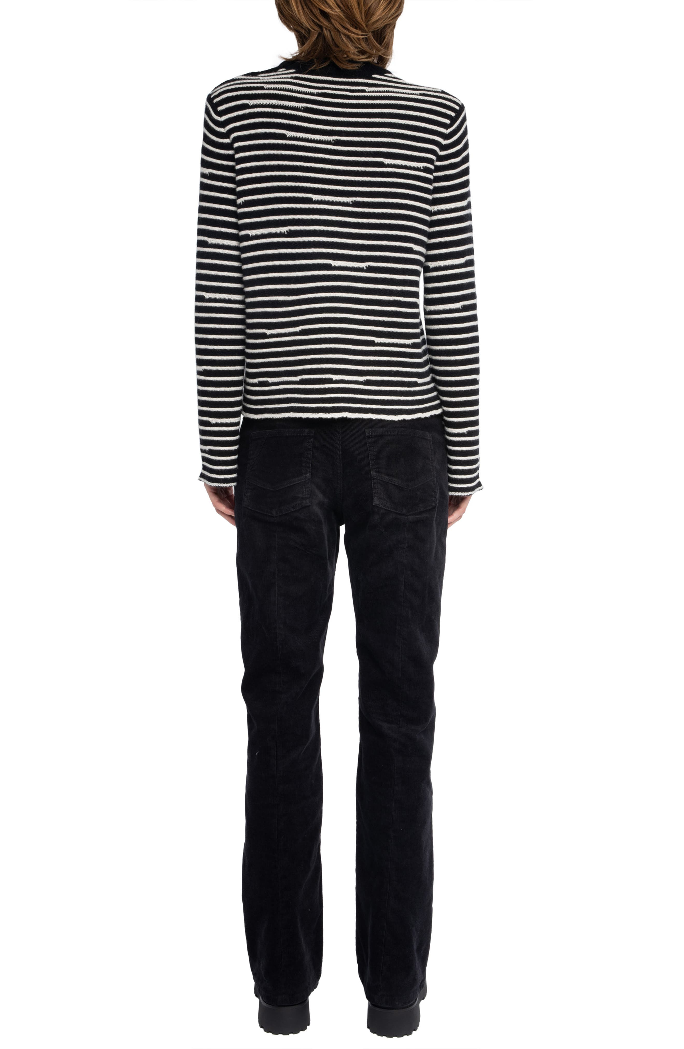 Zadig & Voltaire Spiky Stripes Wool & Cashmere Sweater in Black at Nordstrom - 6