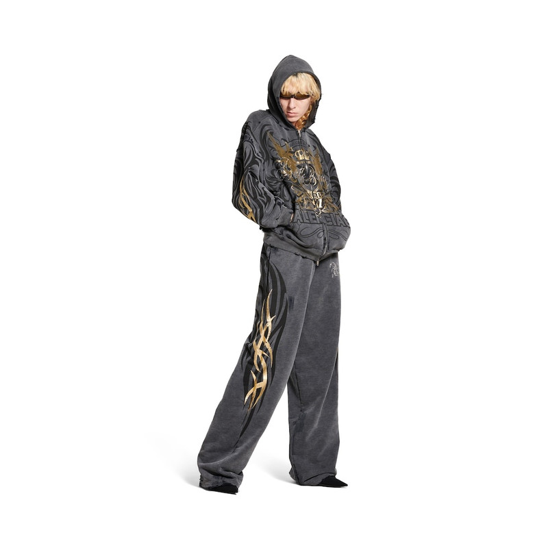 BALENCIAGA Men's Tacky Gold Zip-up Hoodie Regular Fit in Black outlook