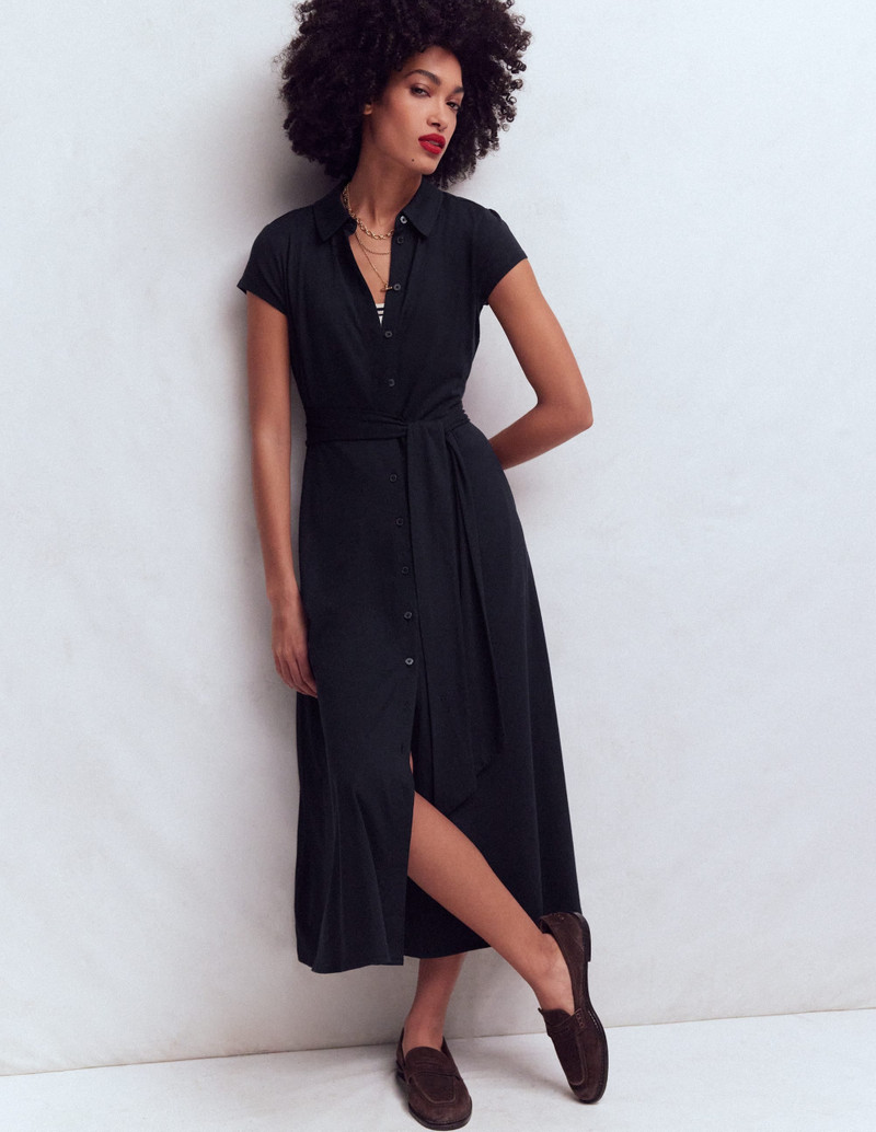 Marcia Jersey Shirt Dress-Navy 1