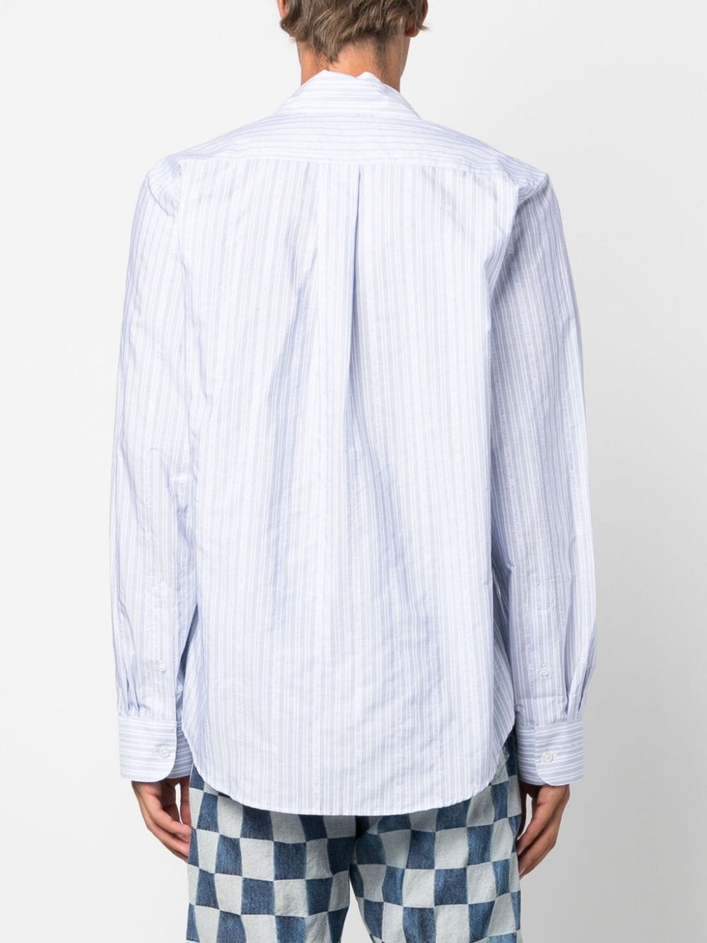 striped logo-print cotton shirt - 4
