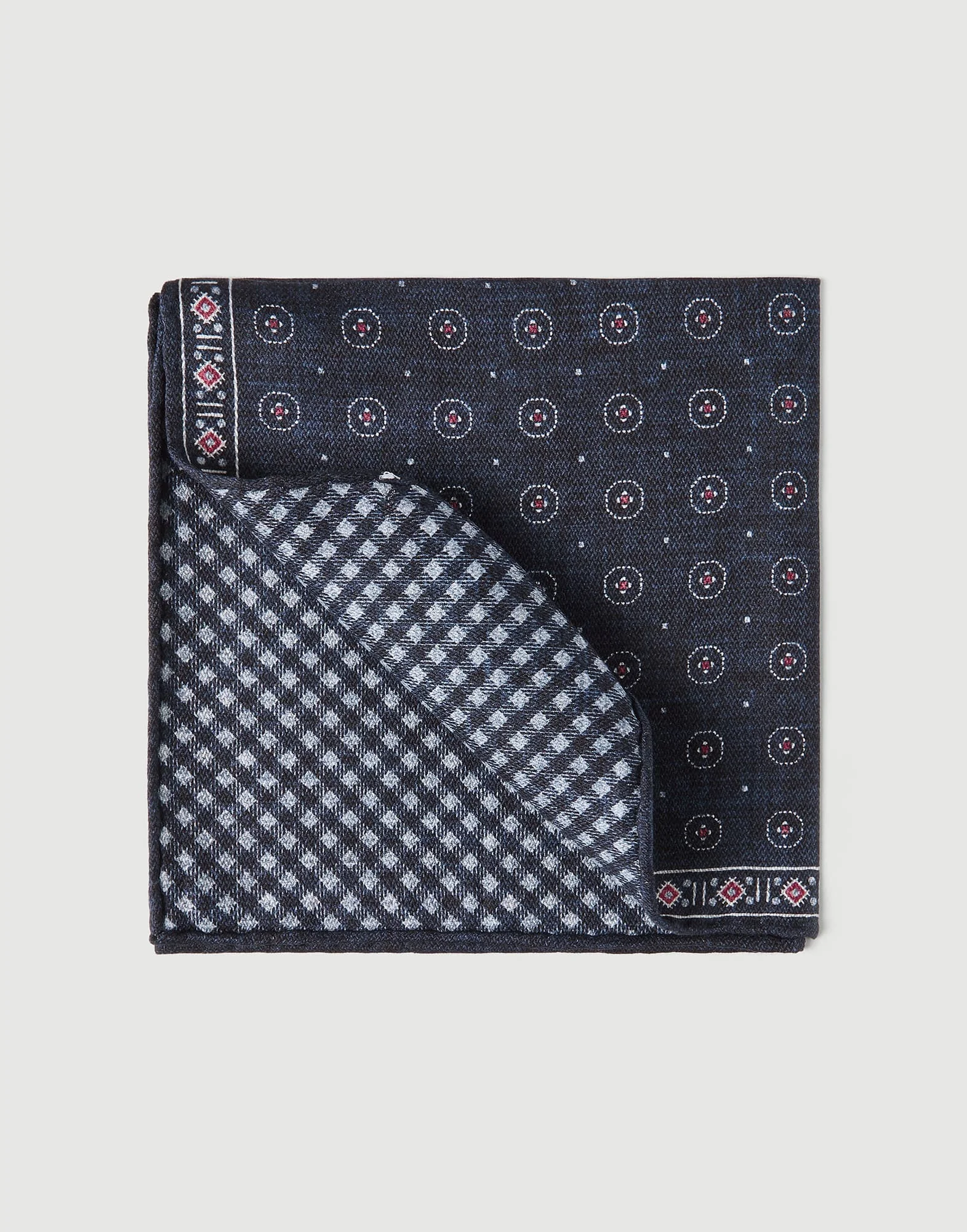 Silk ethnic patterned pocket square - 1