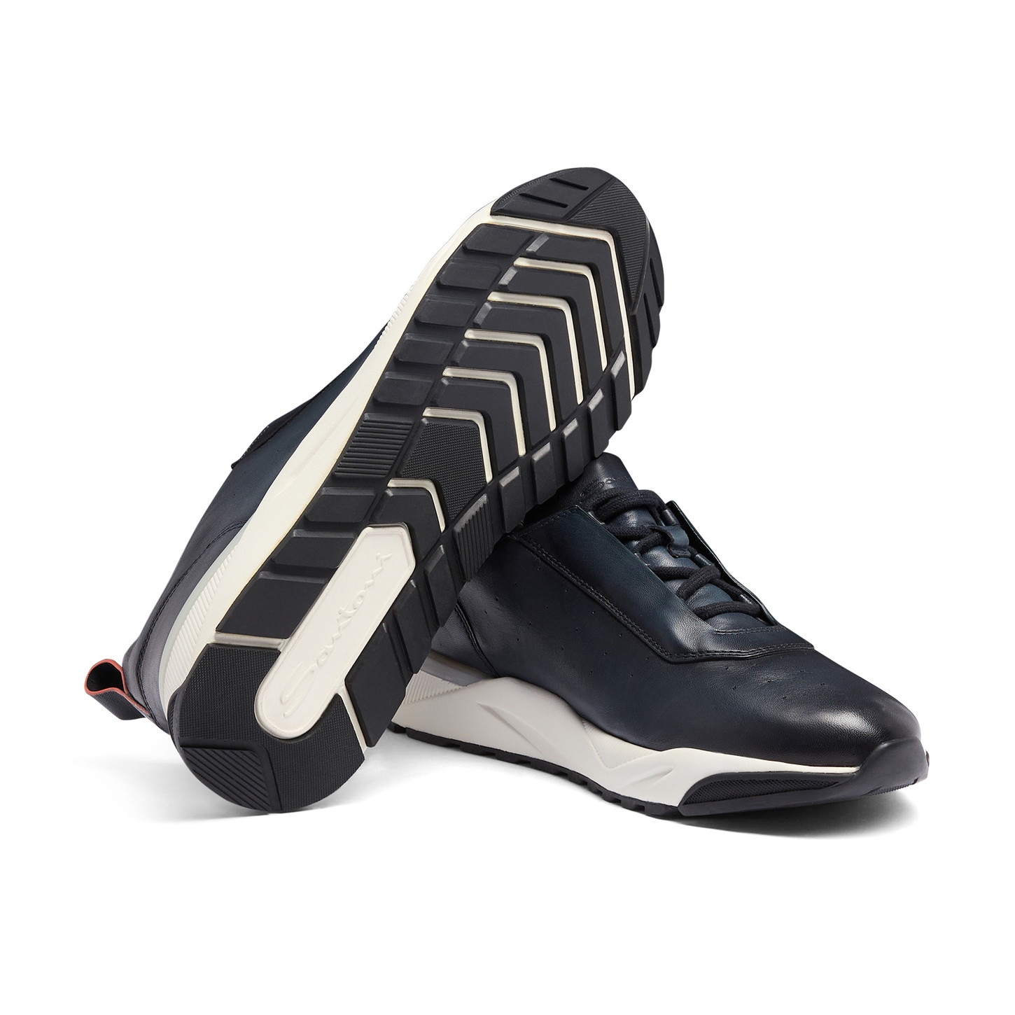 Men's blue leather sneaker - 4