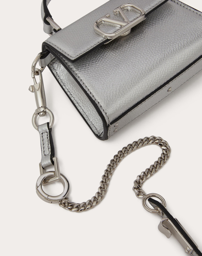 MICRO VSLING HANDBAG IN METALLIC GRAINY CALFSKIN 8